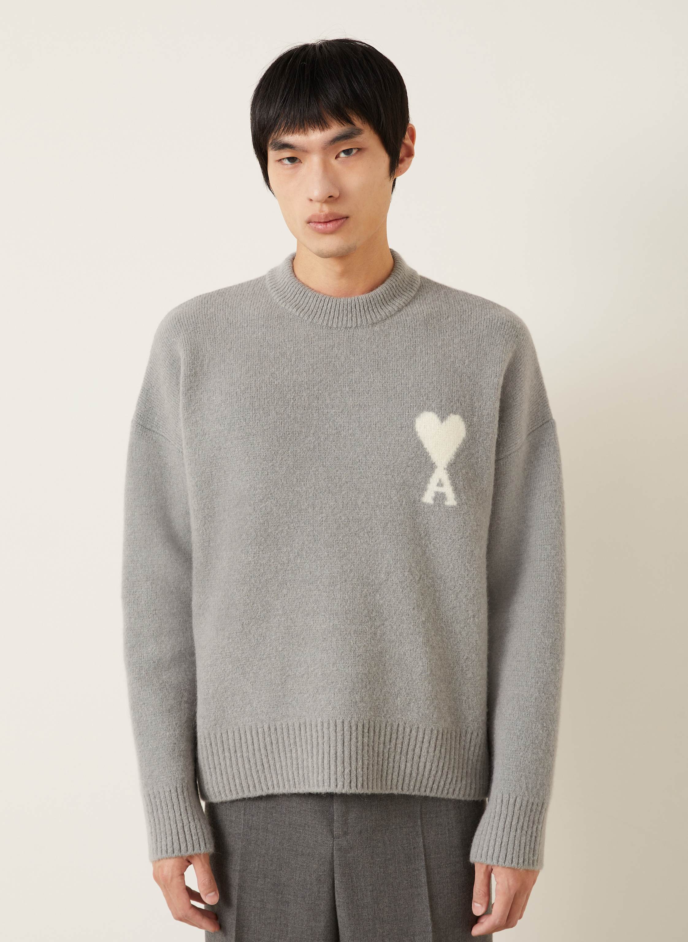 Thumbnail - Ami Paris Pullover Mit Alpaka grau