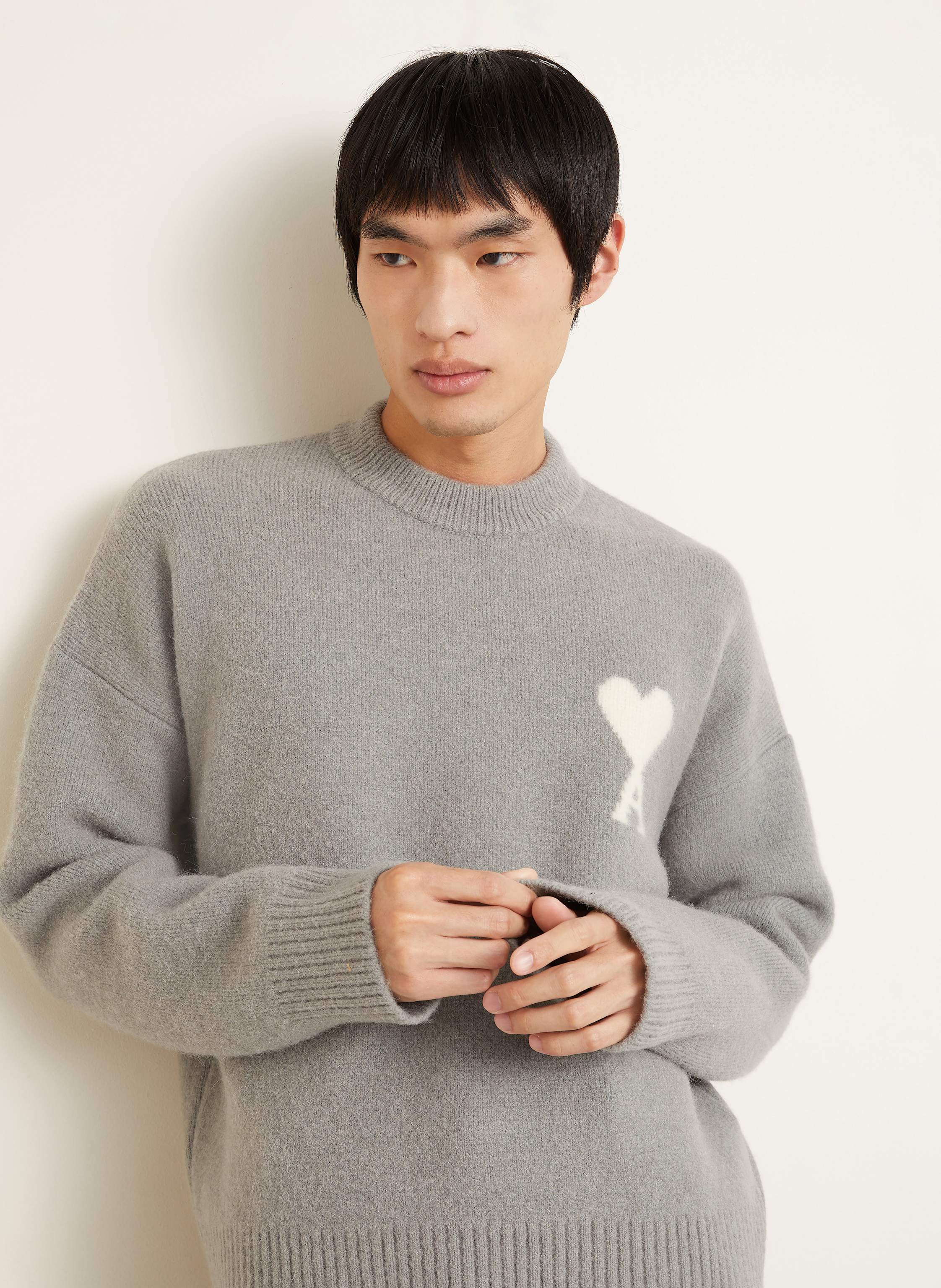 Thumbnail - Ami Paris Pullover Mit Alpaka grau