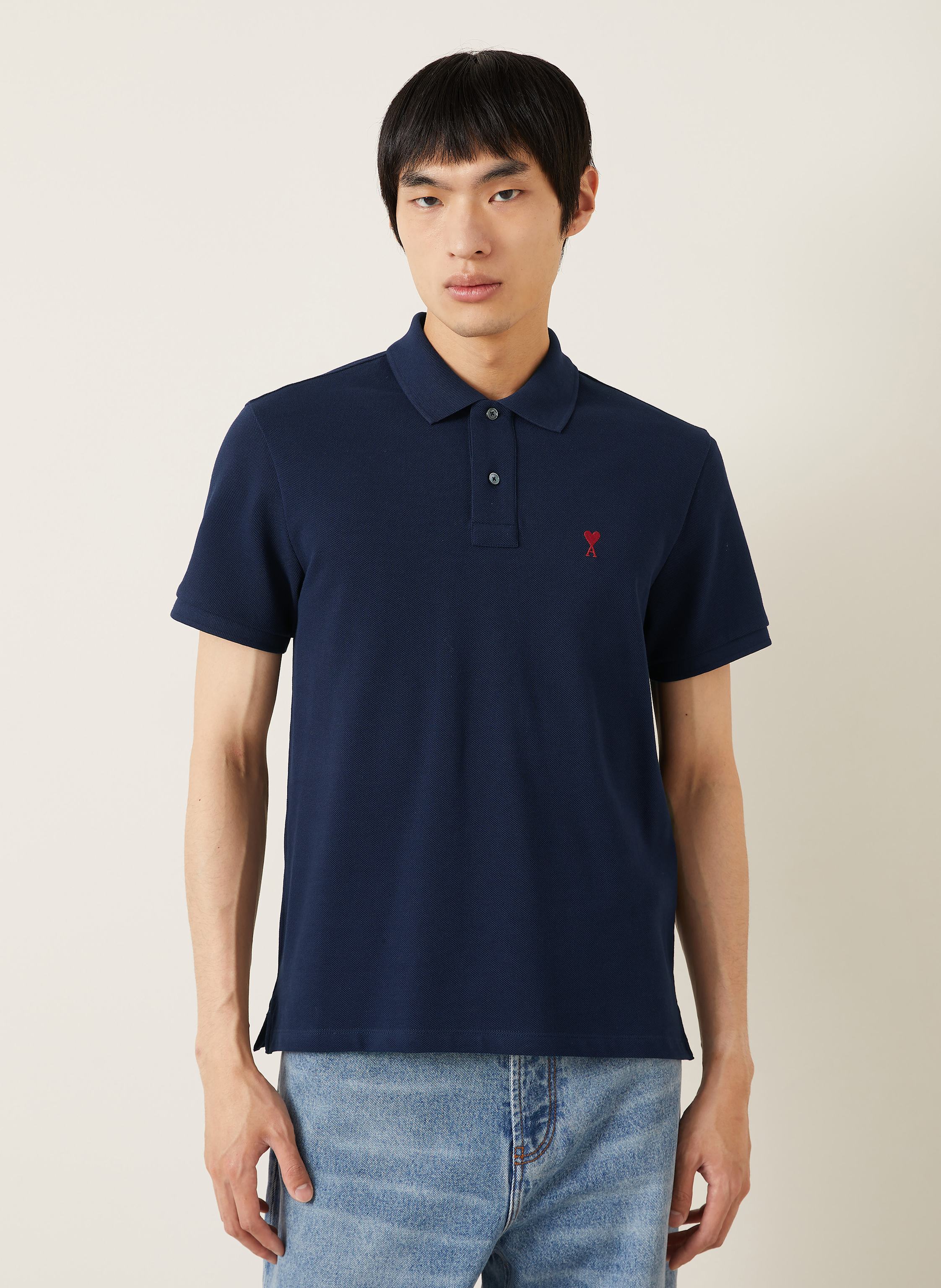 Thumbnail - Ami Paris Piqué-Poloshirt Regular Fit blau