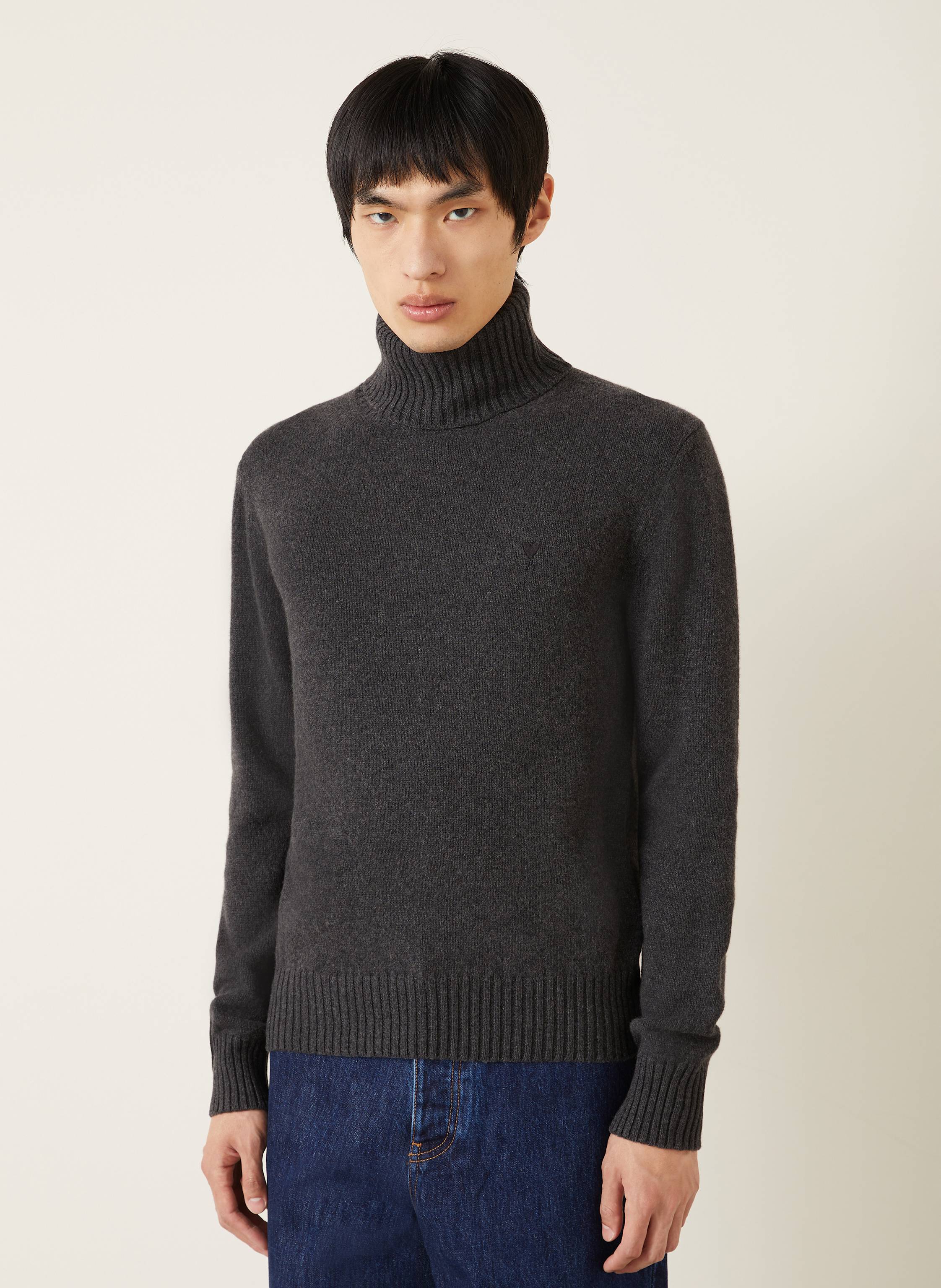 Thumbnail - Ami Paris Rollkragenpullover Aus Cashmere grau