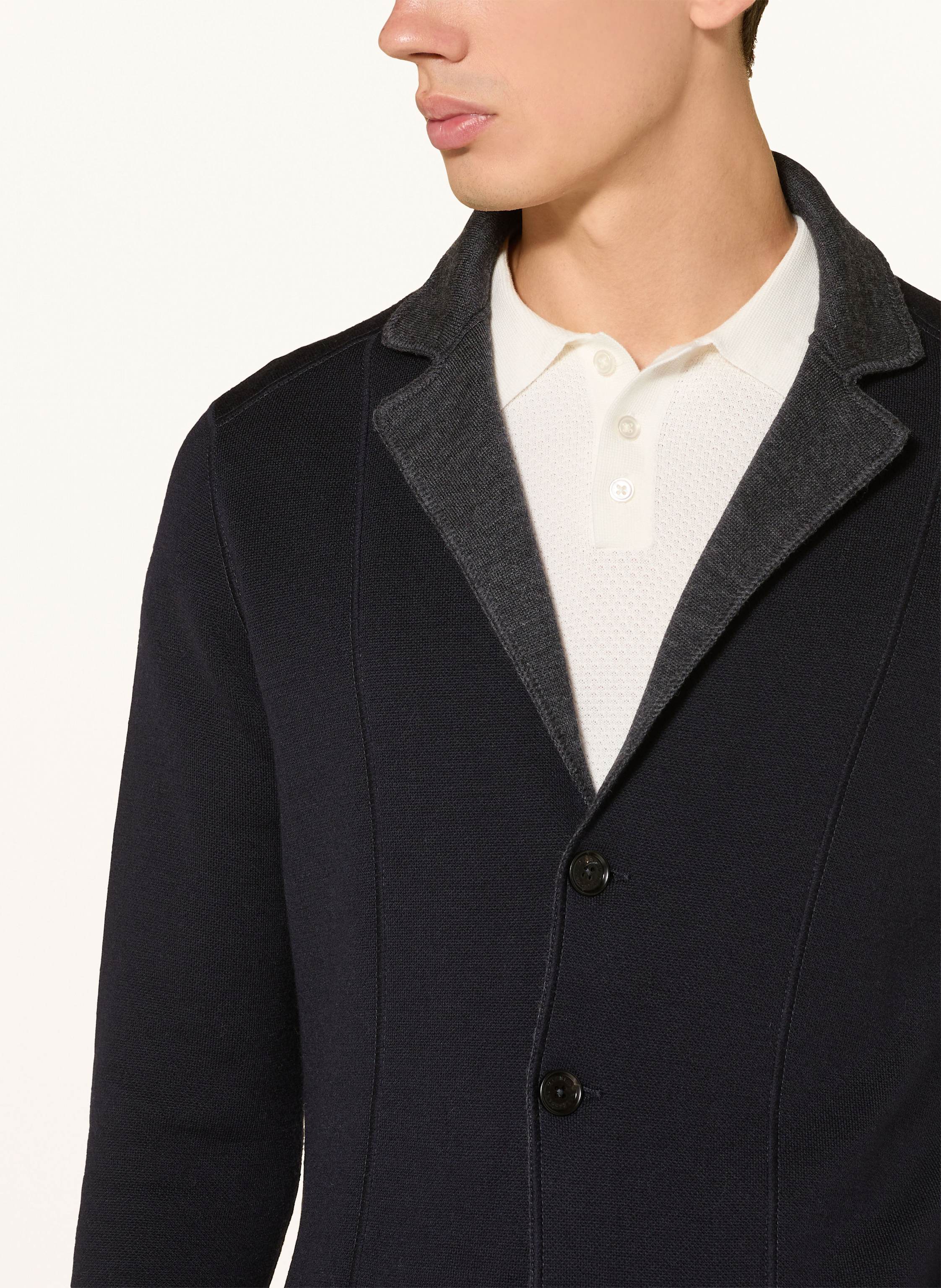 Thumbnail - Maurizio  Baldassari Stricksakko Jamaica Extra Slim Fit Zum Wenden blau