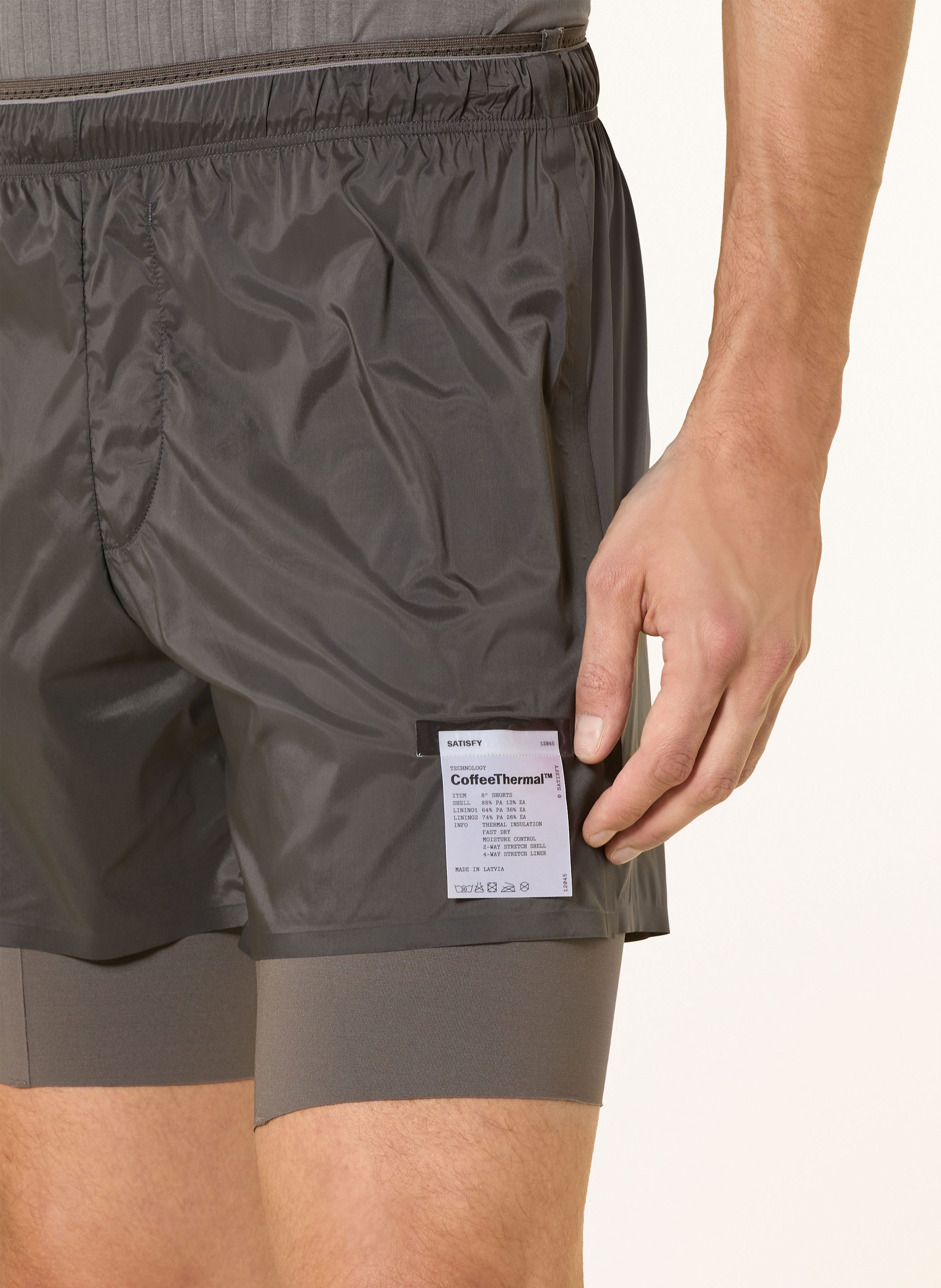 Thumbnail - Satisfy 2-In-1-Laufshorts Coffeethermal™ 8“ gruen