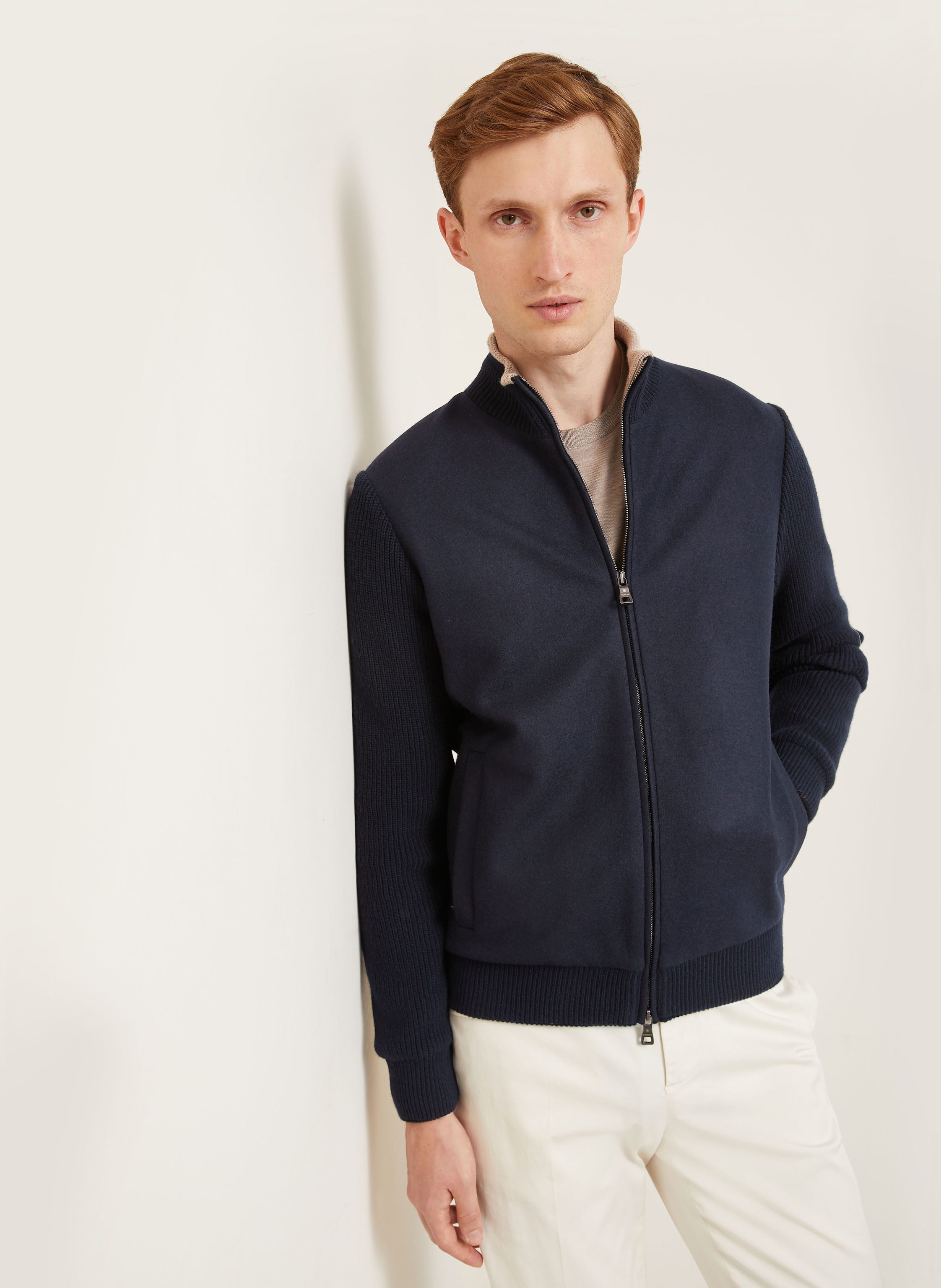 Thumbnail - Fioroni Strickjacke Im Materialmix blau