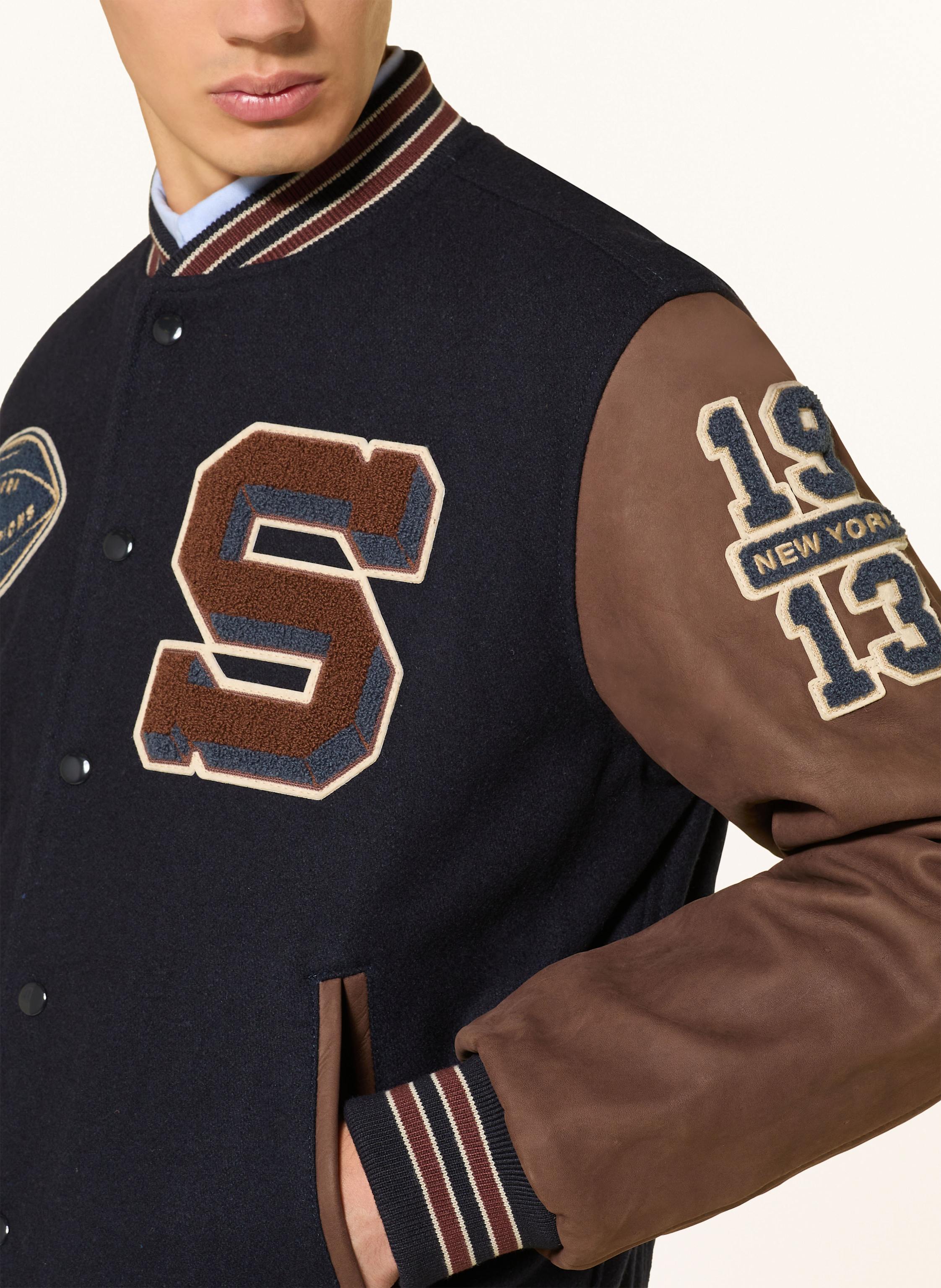 Thumbnail - Schott Nyc College-Jacke Im Materialmix blau