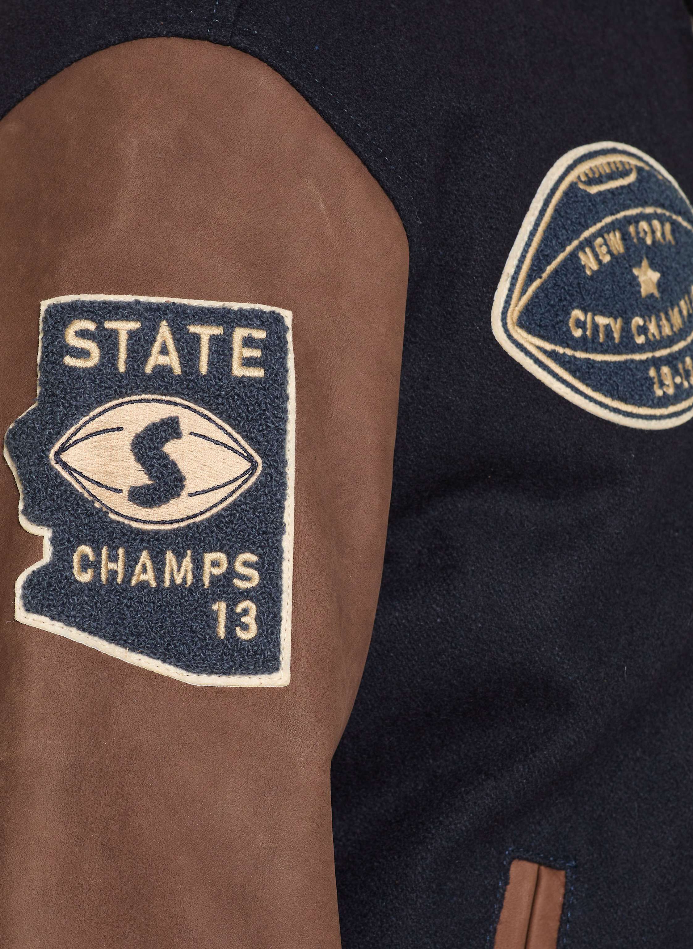 Thumbnail - Schott Nyc College-Jacke Im Materialmix blau