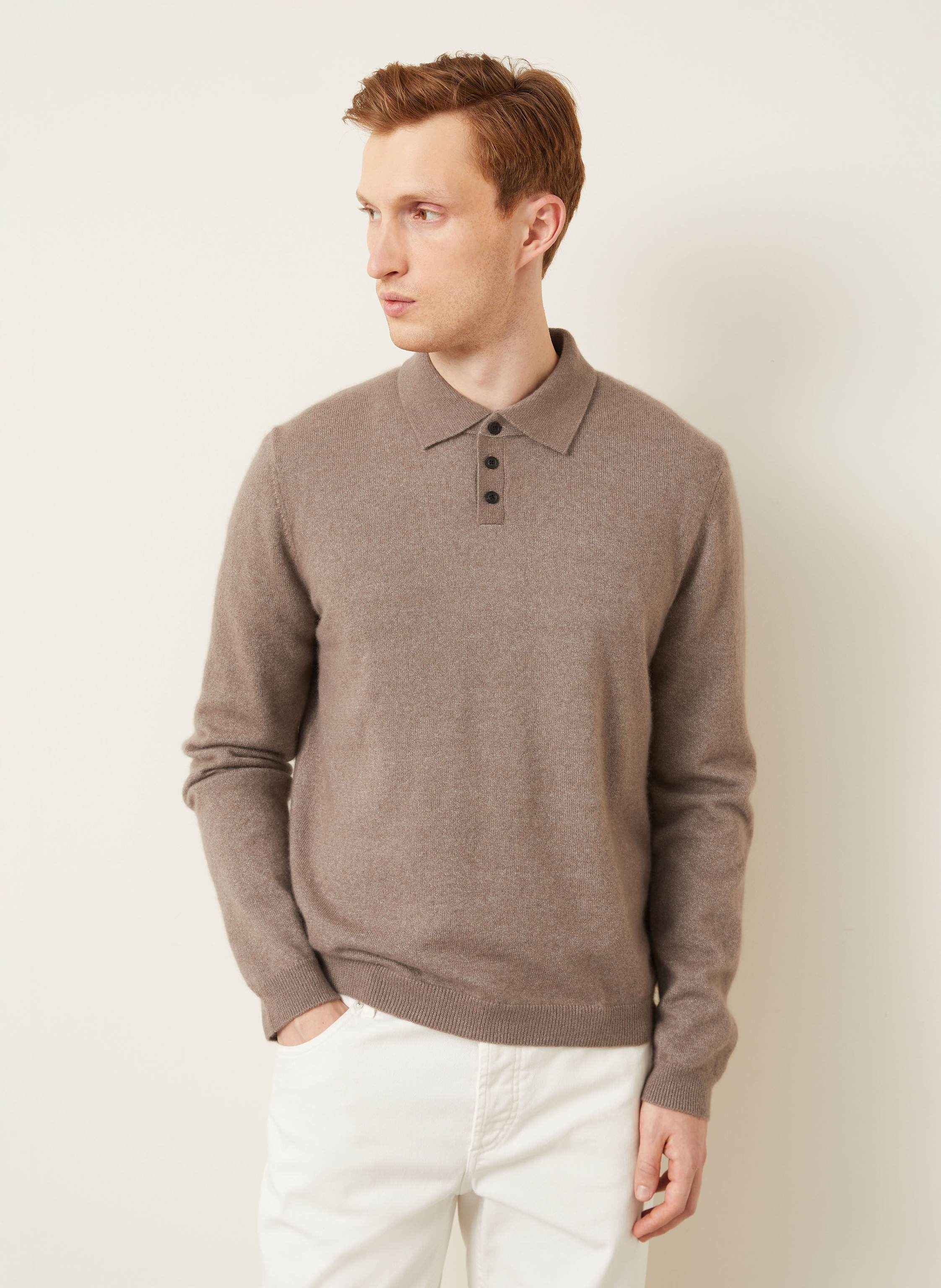 Thumbnail - Iris Von Arnim Strick-Poloshirt Ben Aus Cashmere beige