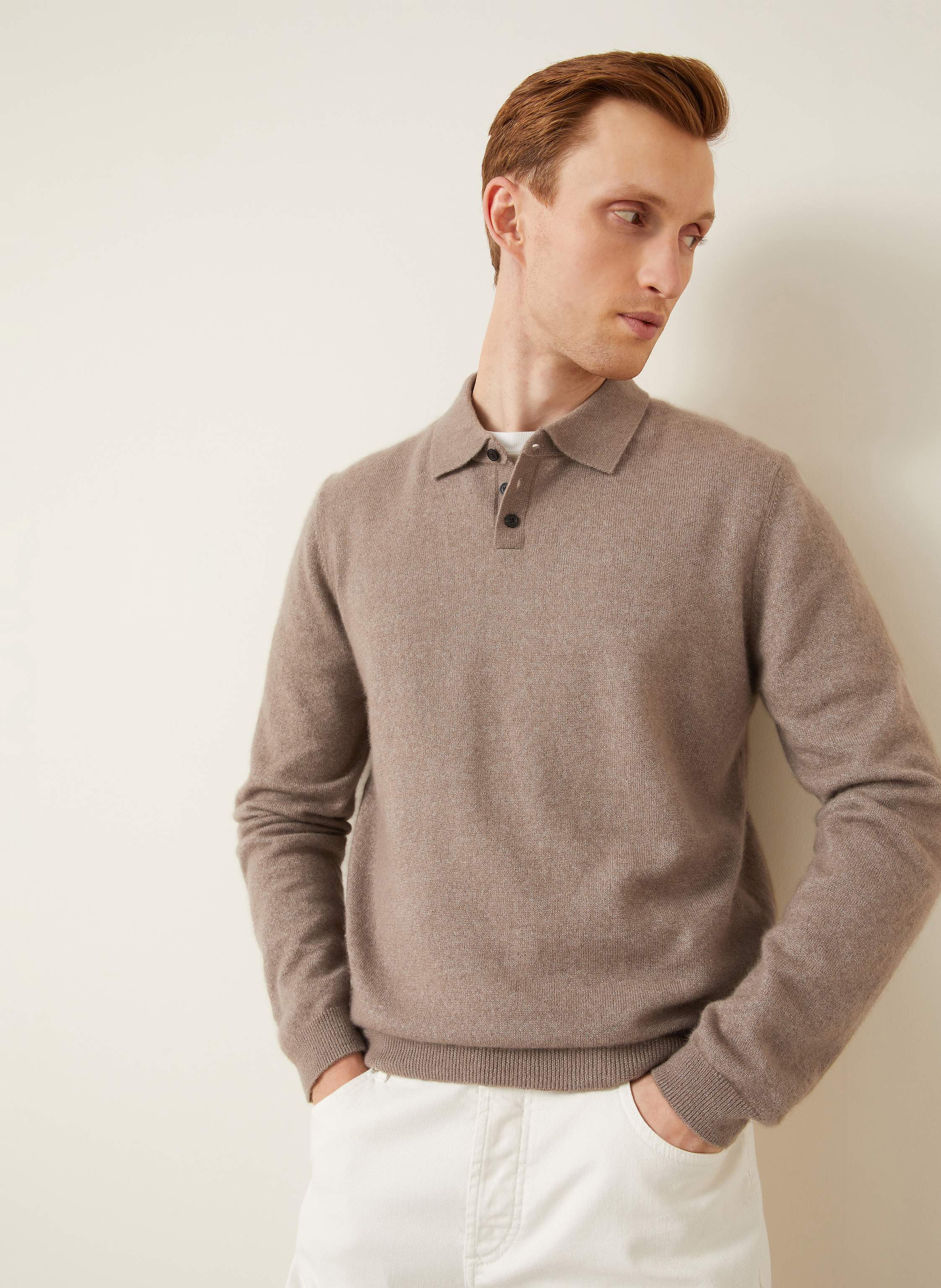 Thumbnail - Iris Von Arnim Strick-Poloshirt Ben Aus Cashmere beige