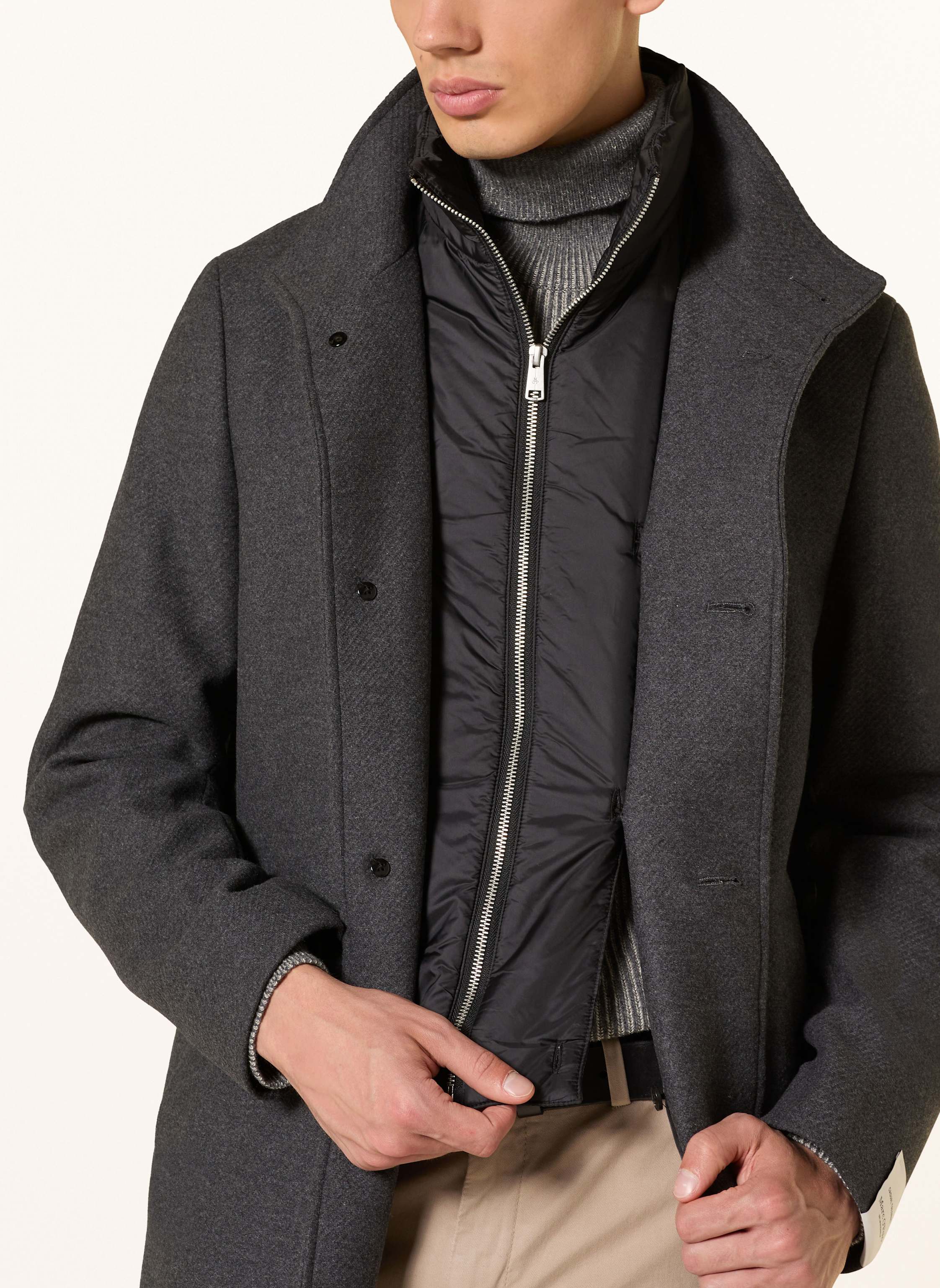 Thumbnail - Marc O'polo Wollmantel Mit Herausnehmbarer Blende grau