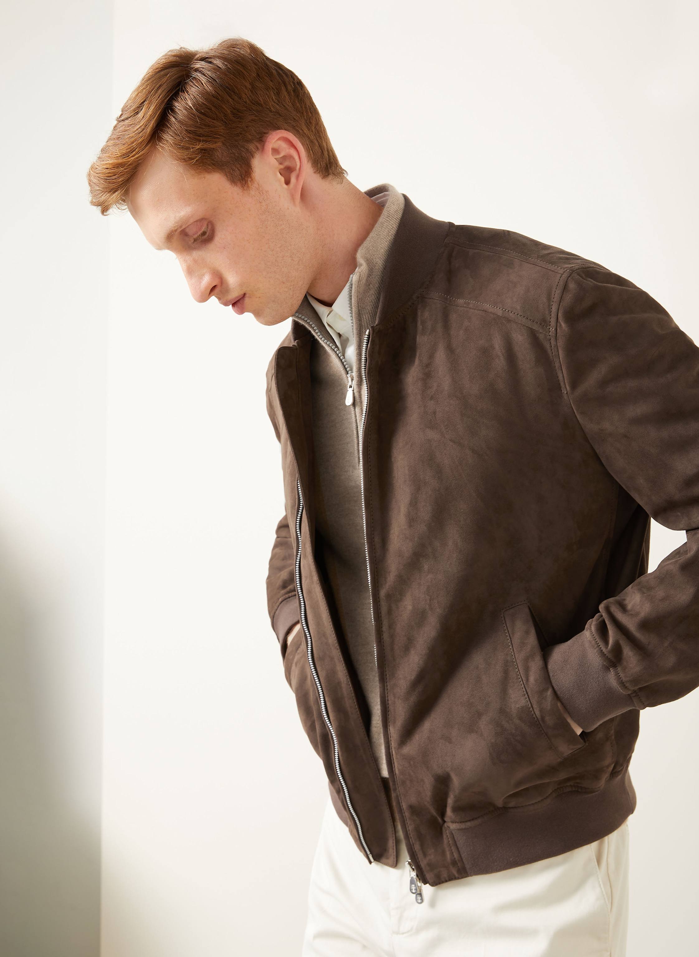Thumbnail - Brunello Cucinelli Lederblouson braun