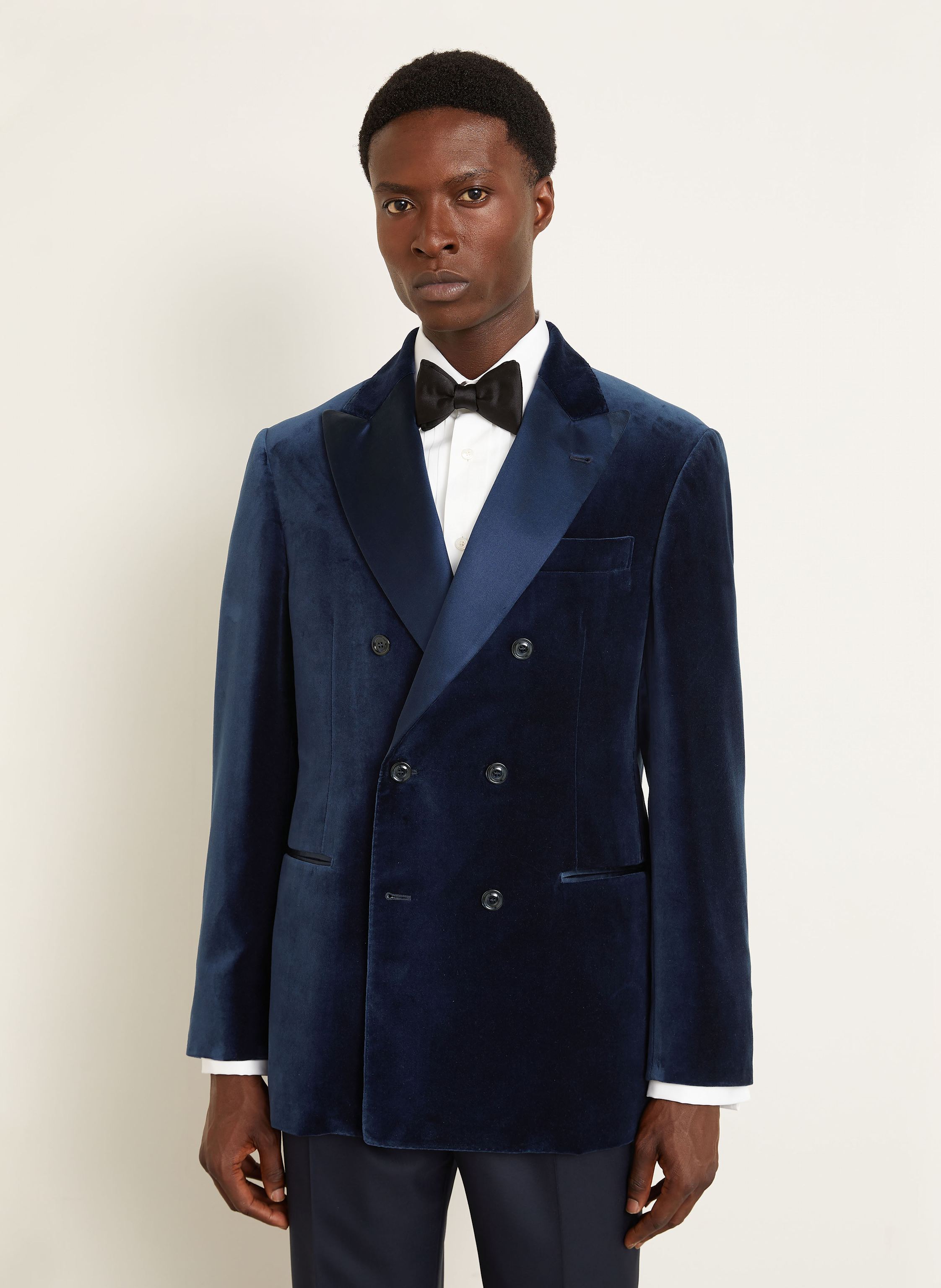 Thumbnail - Brunello Cucinelli Smoking-Sakko Regular Fit Aus Samt Mit Seide blau