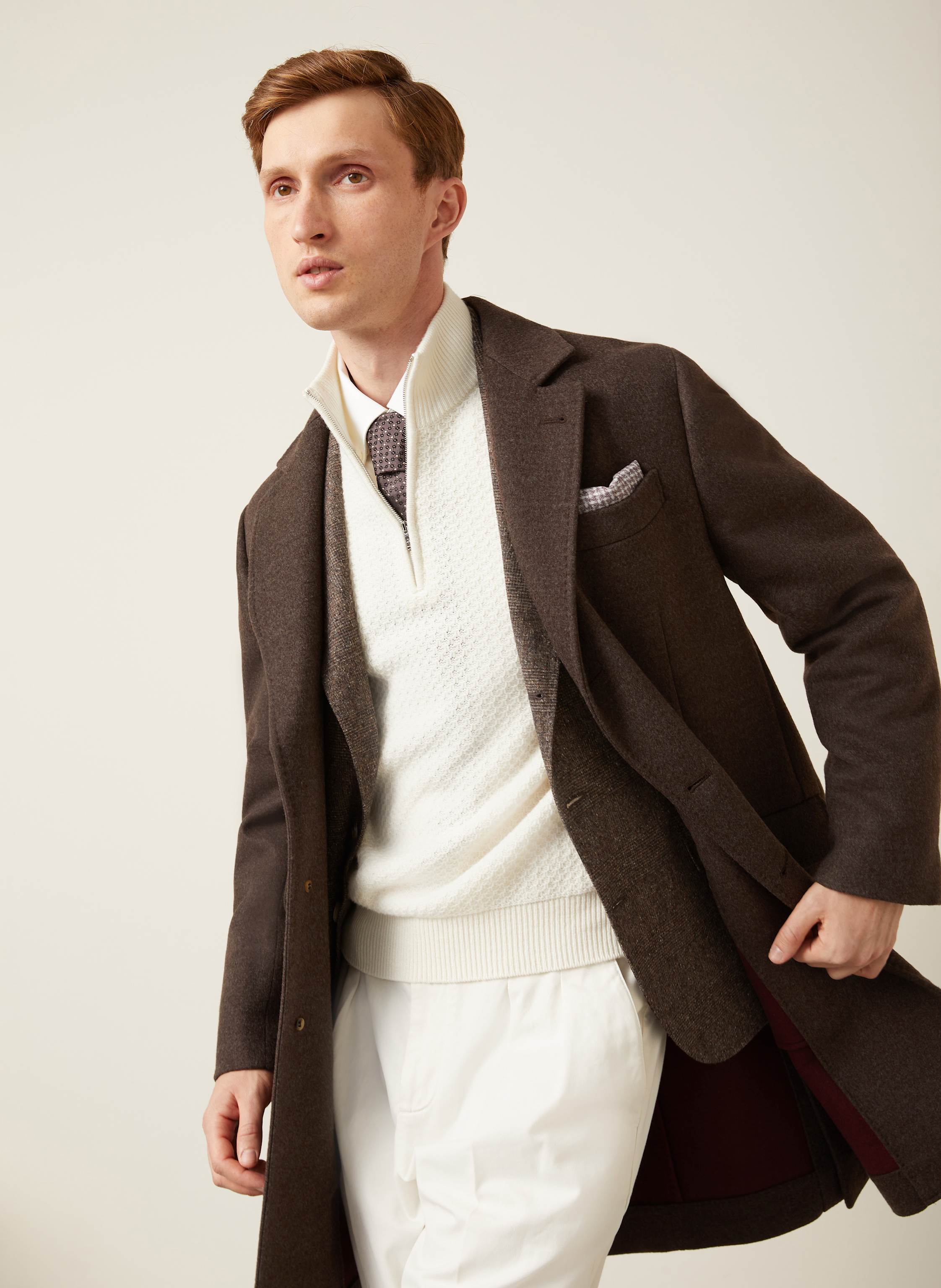 Thumbnail - Brunello Cucinelli Wollmantel braun