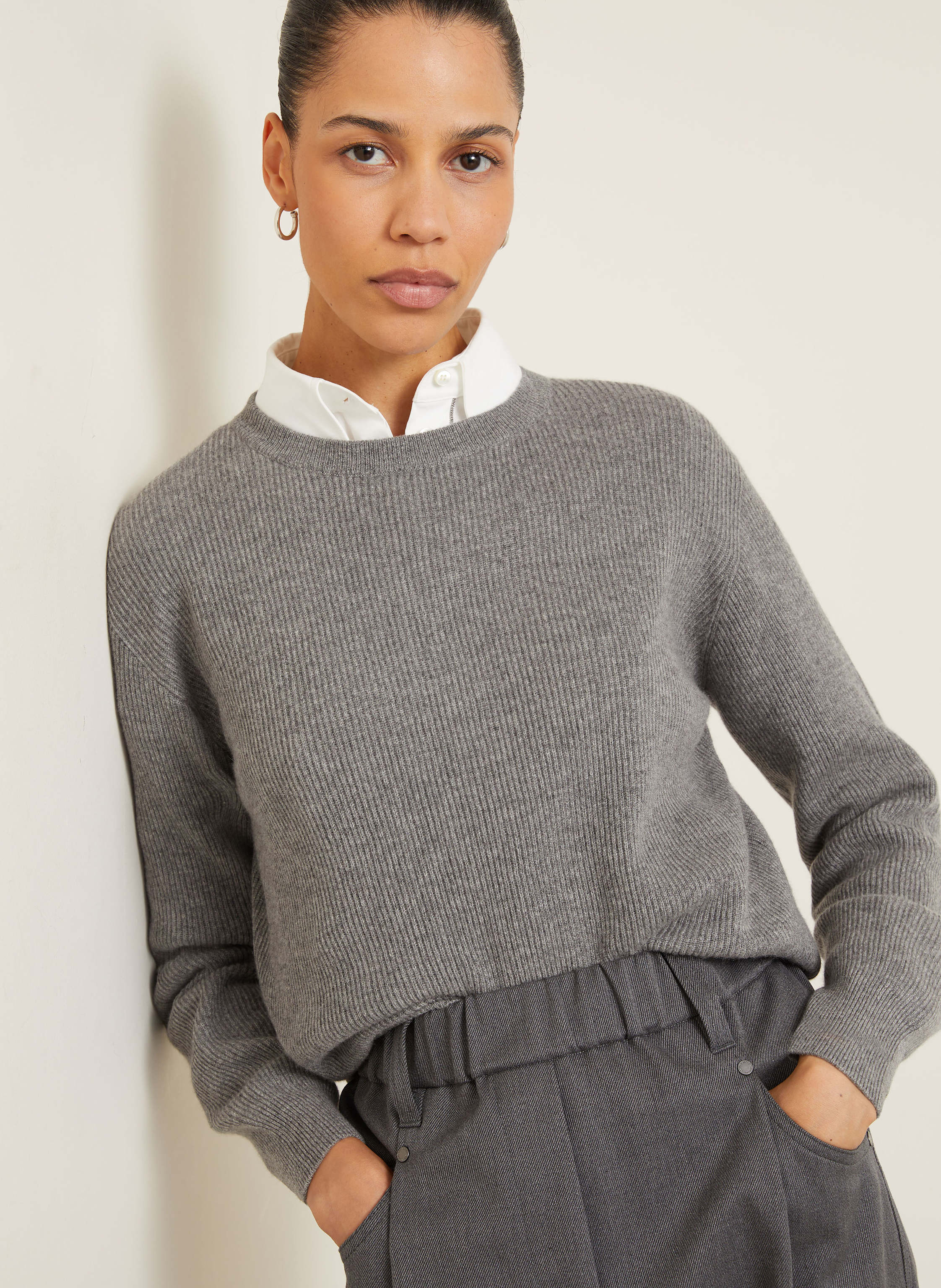 Thumbnail - Brunello Cucinelli Cashmere-Pullover grau