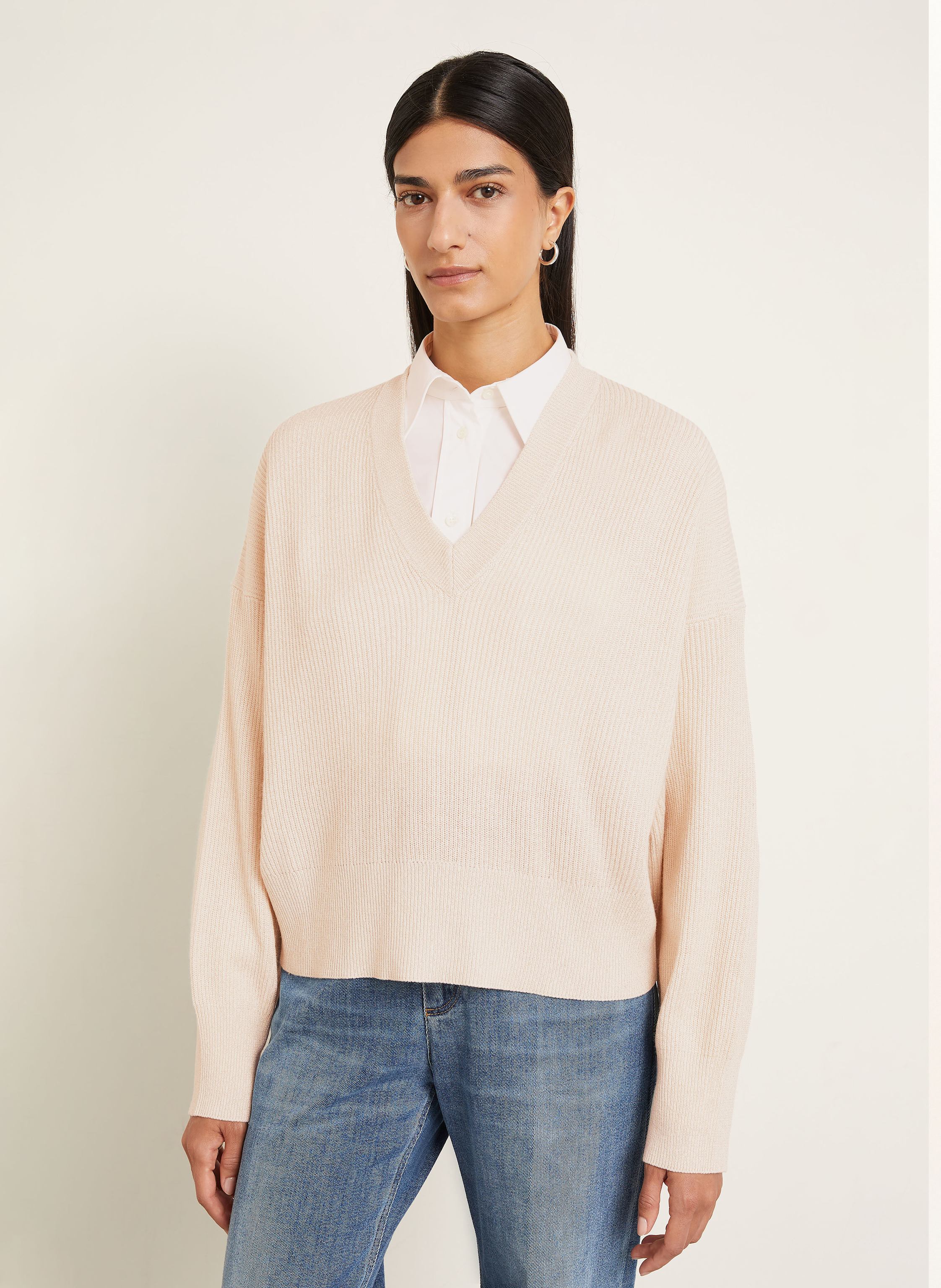 Thumbnail - Brunello Cucinelli Cashmere-Pullover Mit Glitzergarn beige