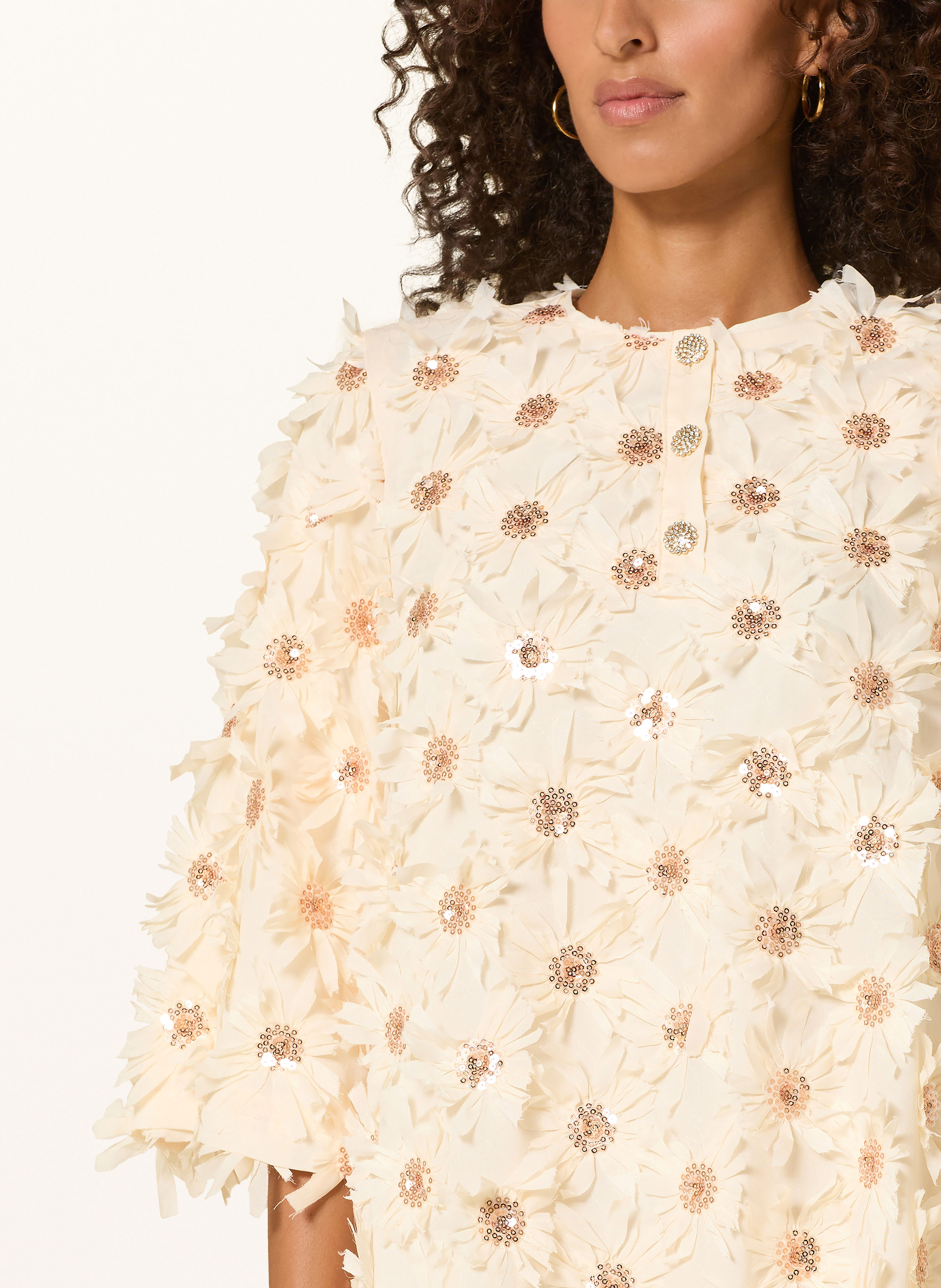 Thumbnail - Y.A.S. Kleid Mit Pailletten Und 3/4-Arm gelb