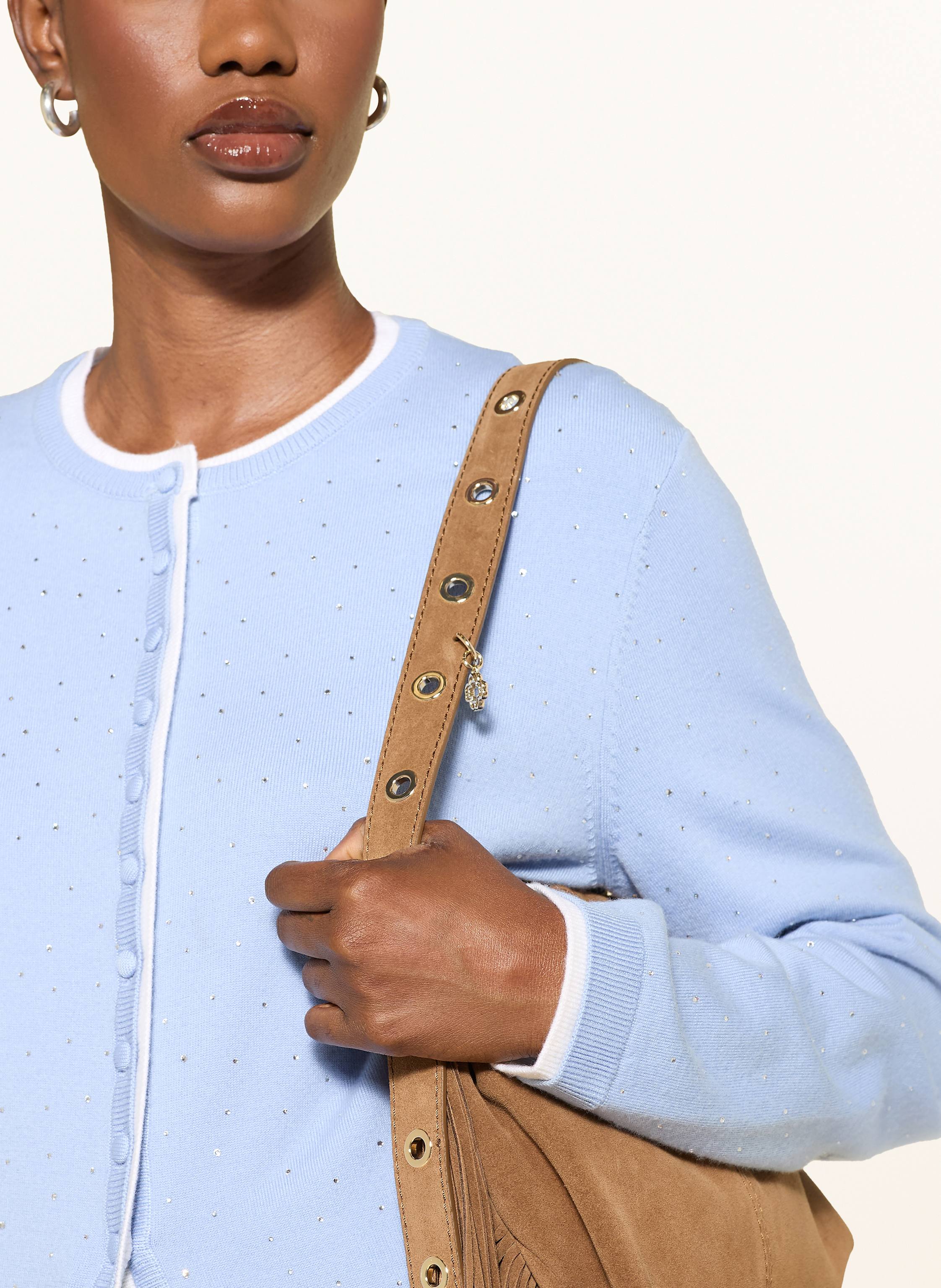 Thumbnail - Maje Strickjacke Mit Schmucksteinen blau