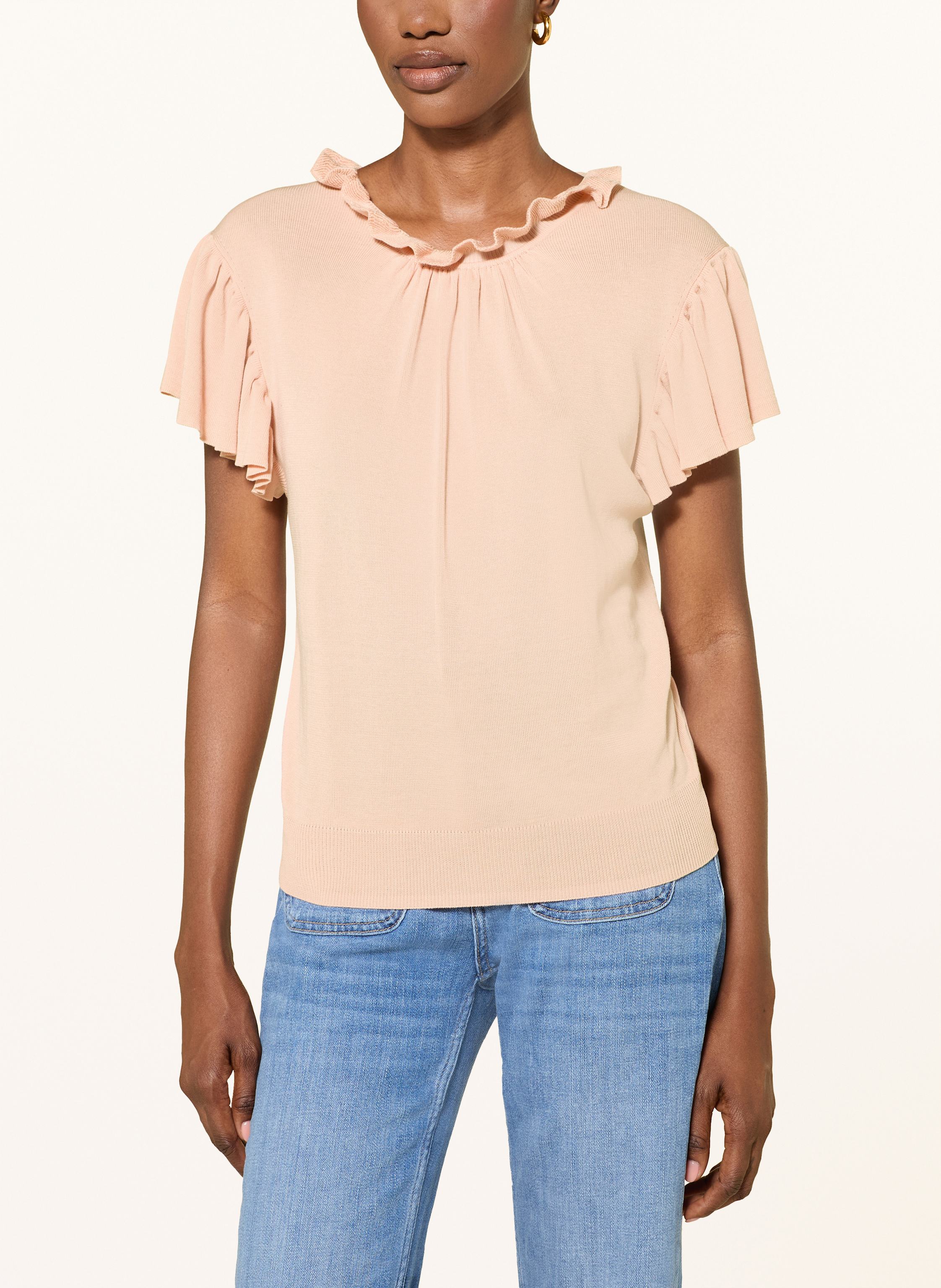 Thumbnail - Ba&Sh Strickshirt Olea Mit Rüschen beige