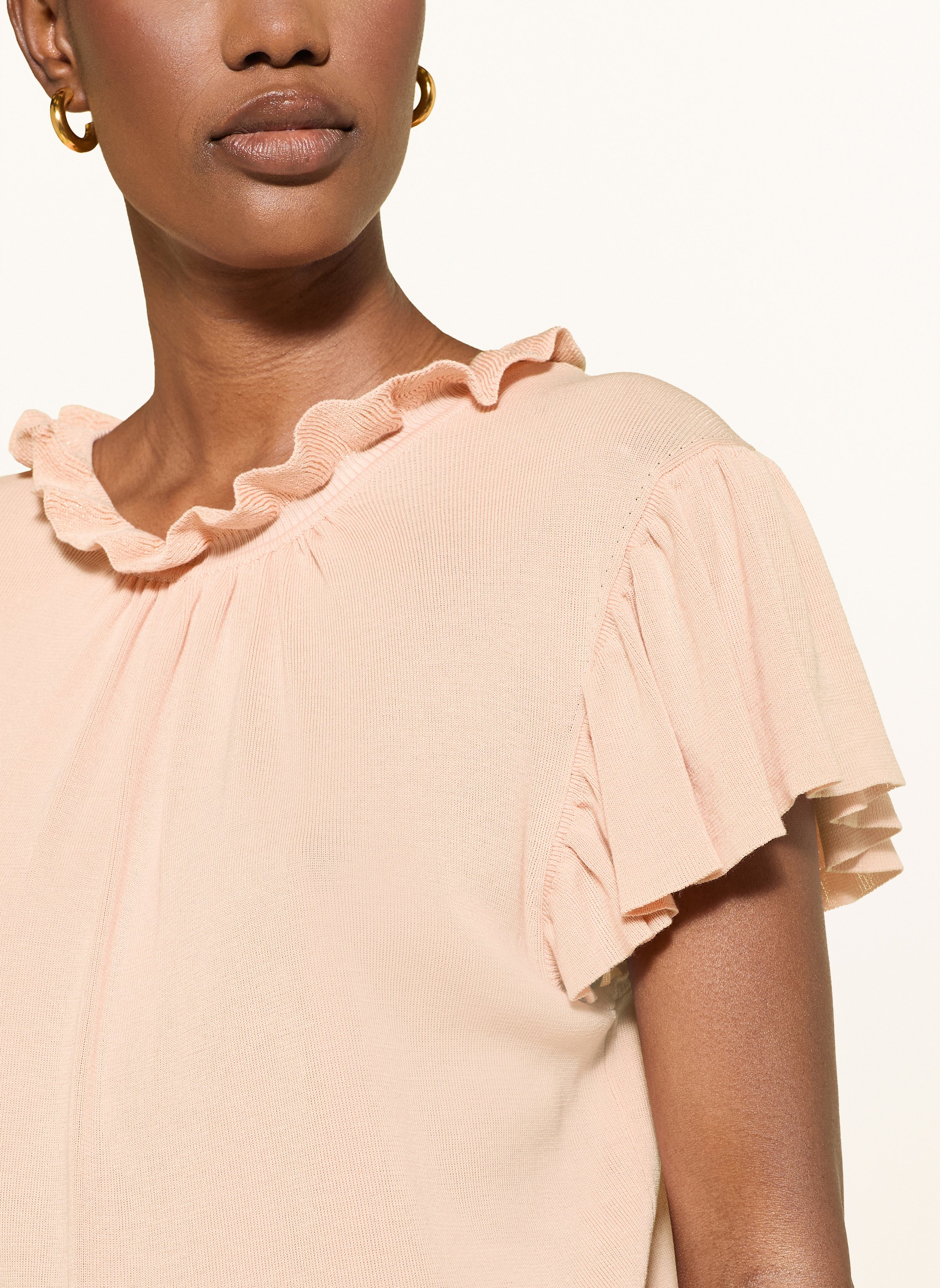 Thumbnail - Ba&Sh Strickshirt Olea Mit Rüschen beige