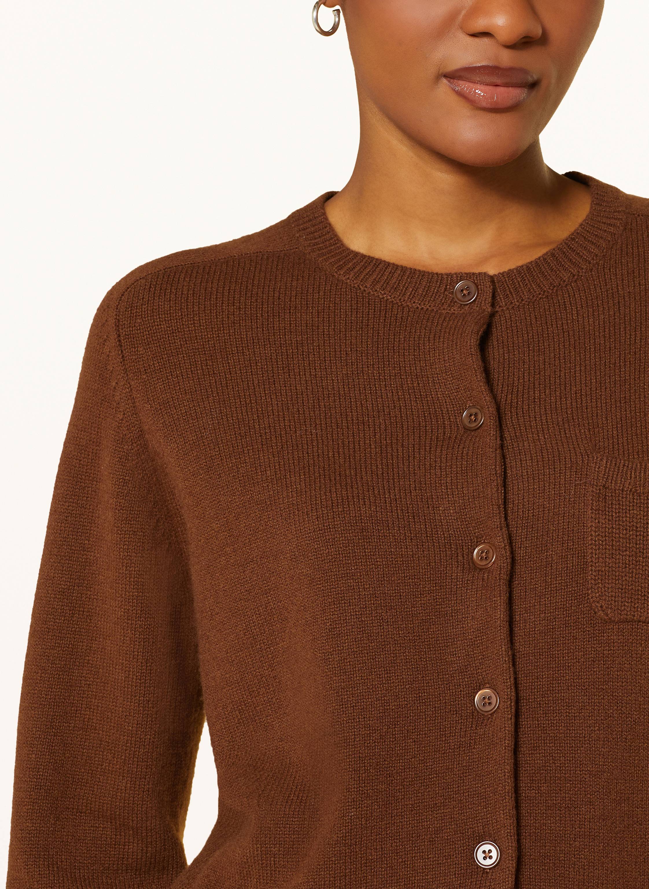 Thumbnail - Dorothee Schumacher Strickjacke Elegant Statements Mit Cashmere Und Abnehmbarem Kragen braun