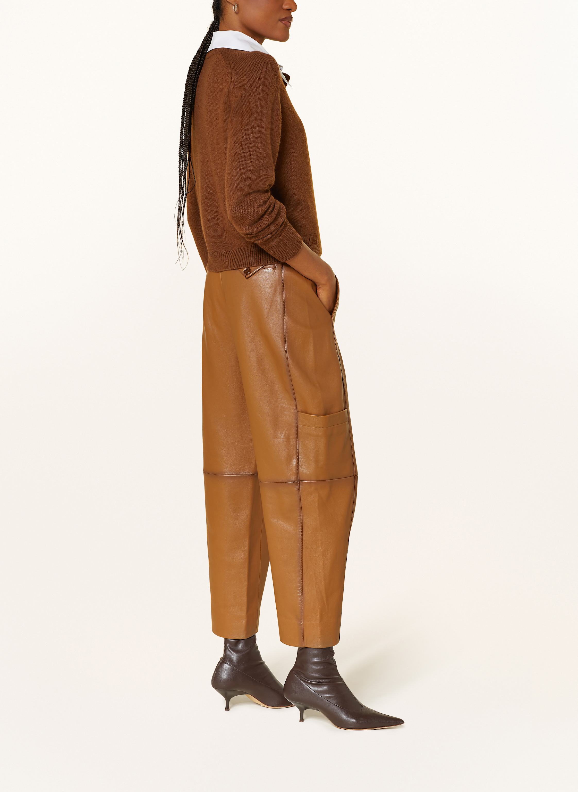 Thumbnail - Dorothee Schumacher 7/8-Lederhose Sleek Statement Ii braun