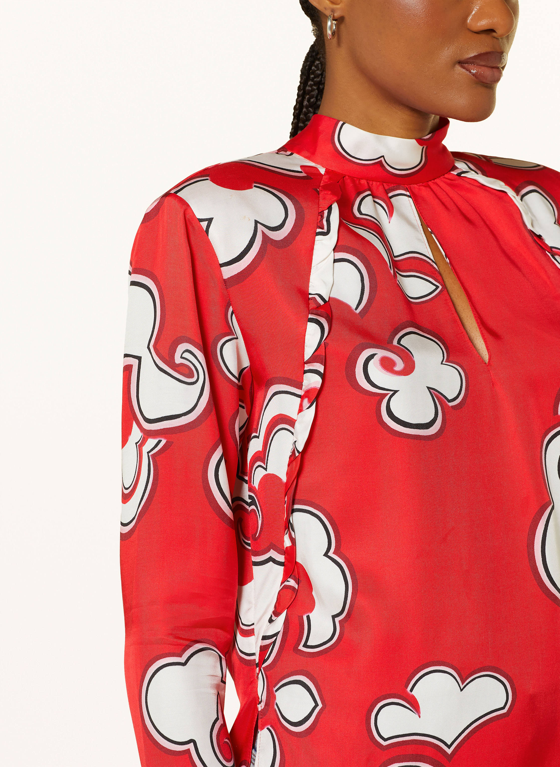 Thumbnail - Dorothee Schumacher Schluppenbluse Soft Florals Mit Cut-Out rot