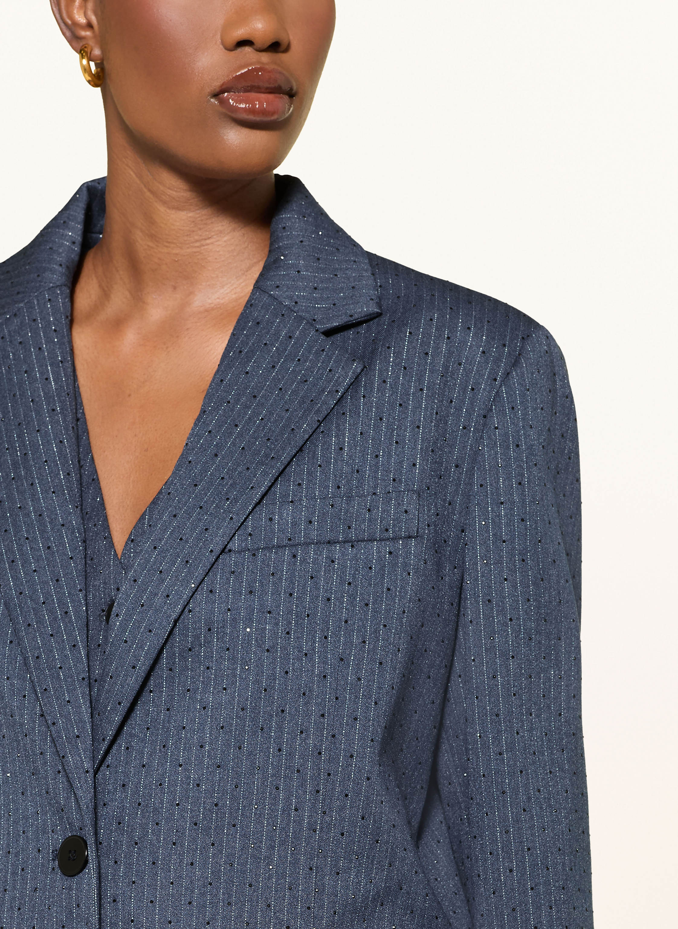 Thumbnail - Maje Blazer Mit Schmucksteinen blau