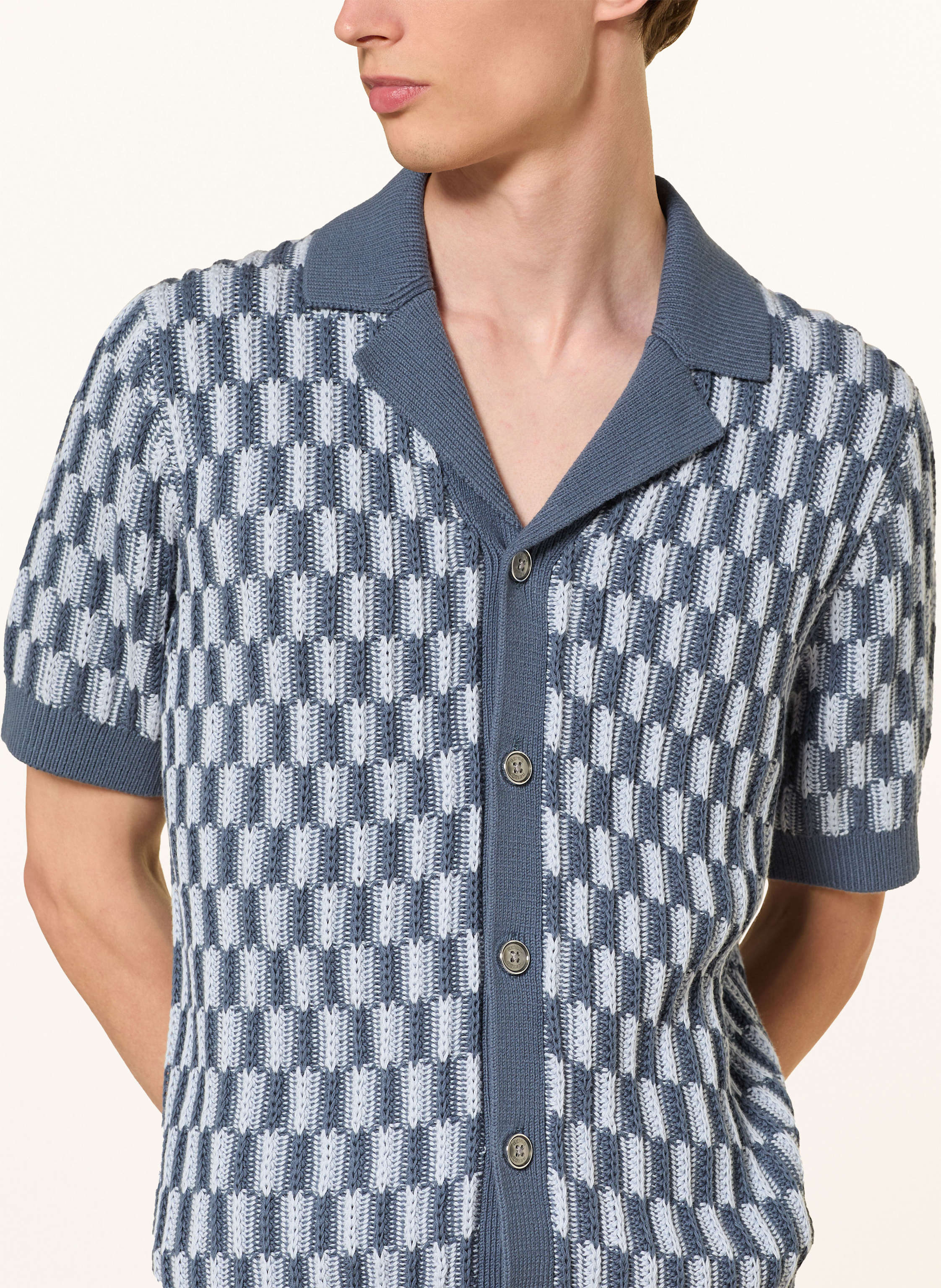 Thumbnail - Reiss Strickhemd Robbie Regular Fit blau