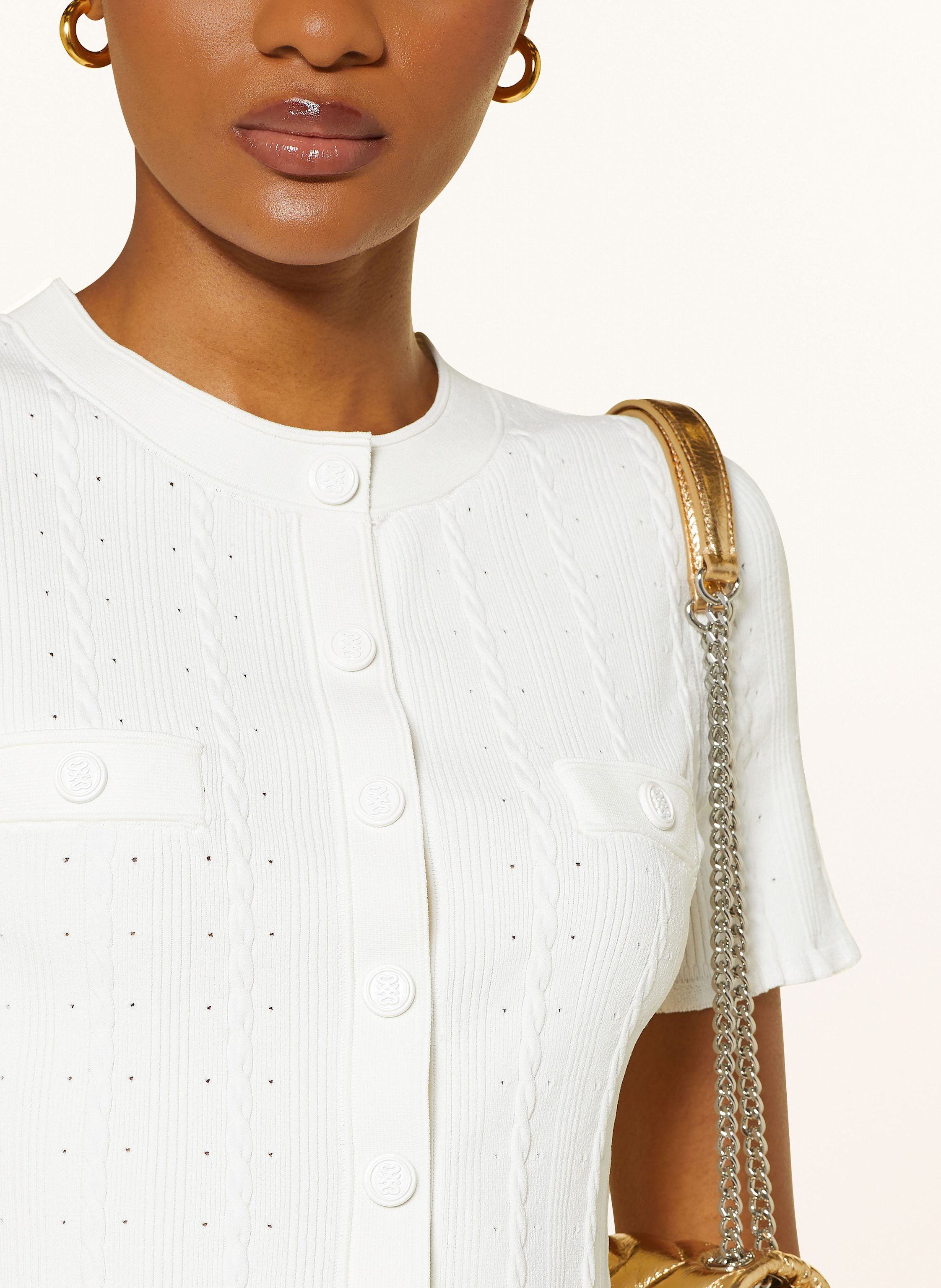 Thumbnail - Sandro Strickjacke Mit Rüschen weiss