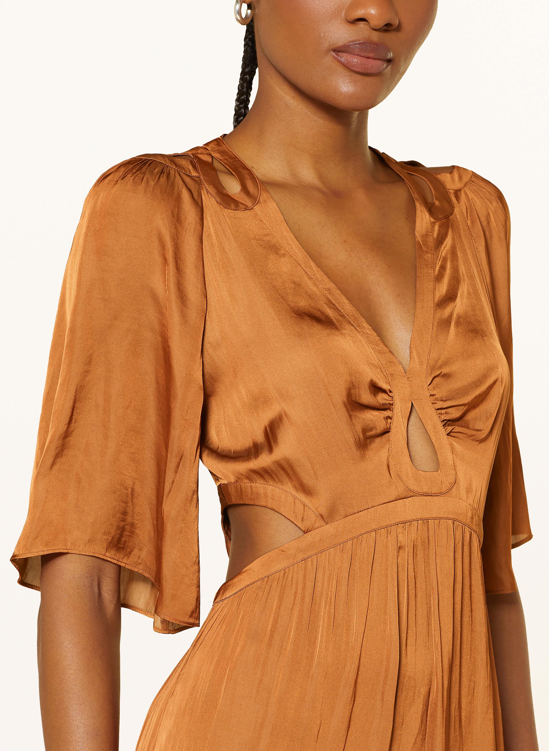 Thumbnail - Ba&Sh Satinkleid Cylma Mit Cut-Outs Und Rüschen braun