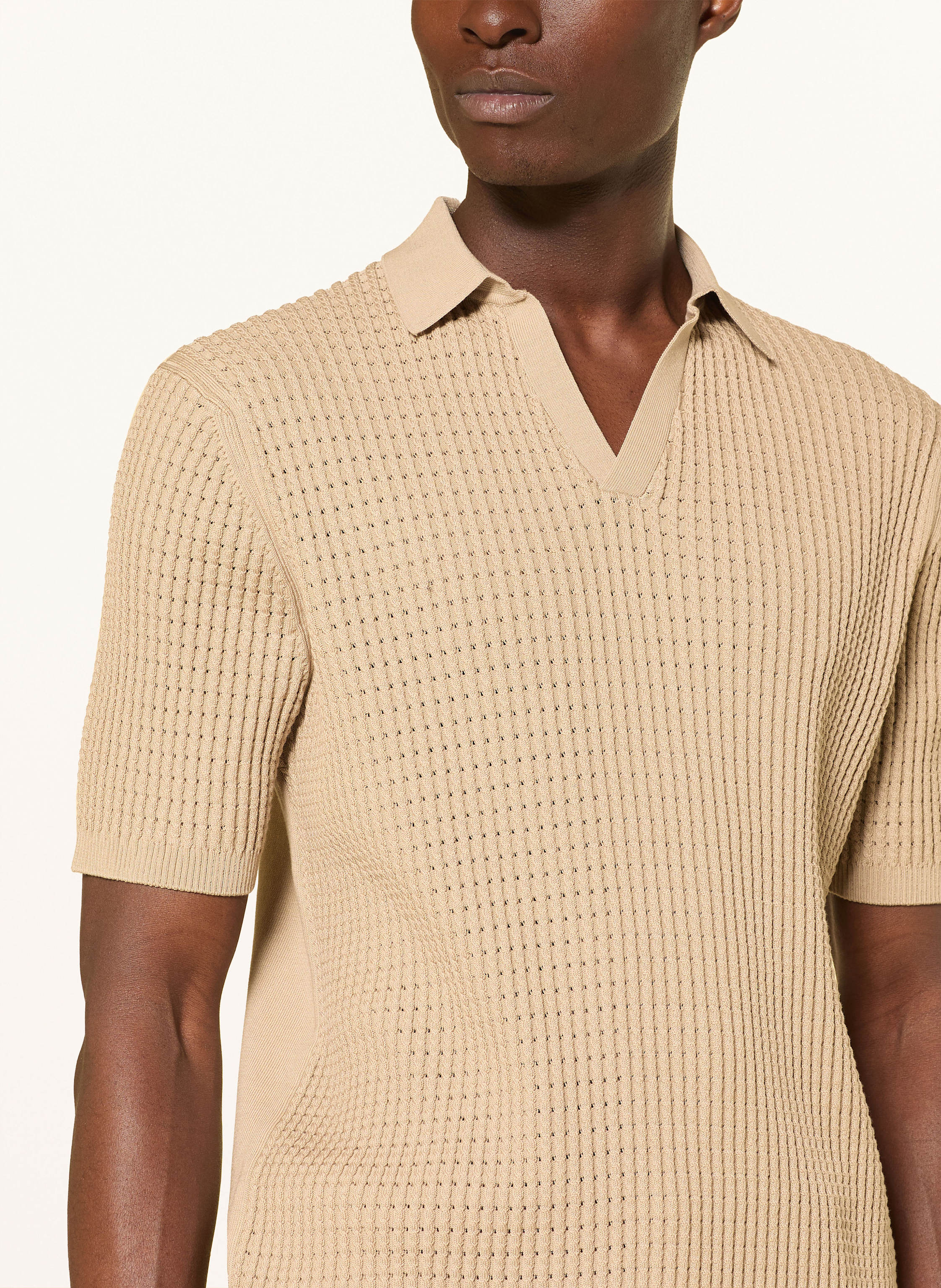 Thumbnail - Reiss Strick-Poloshirt Merit braun