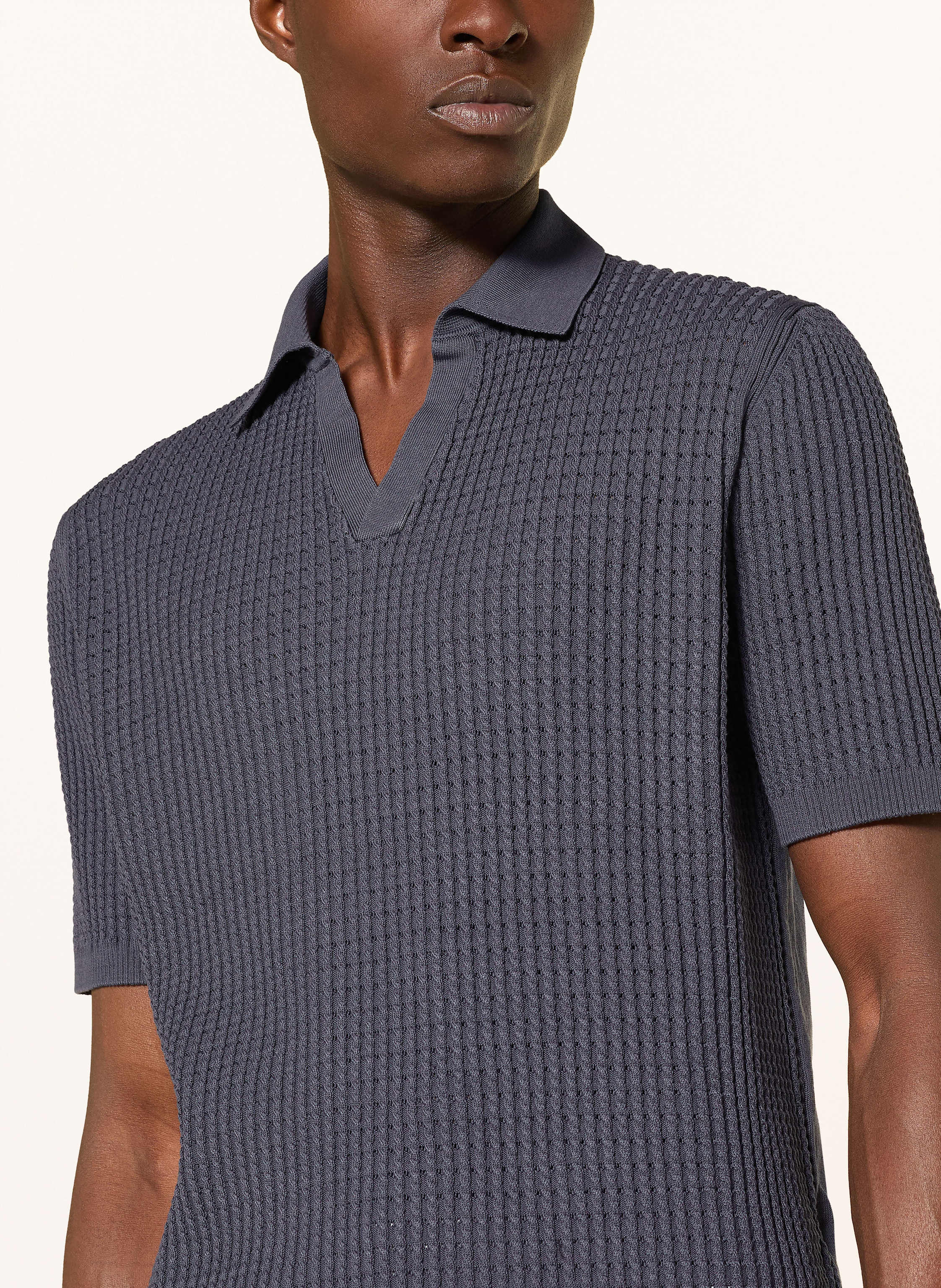 Thumbnail - Reiss Strick-Poloshirt Merit blau