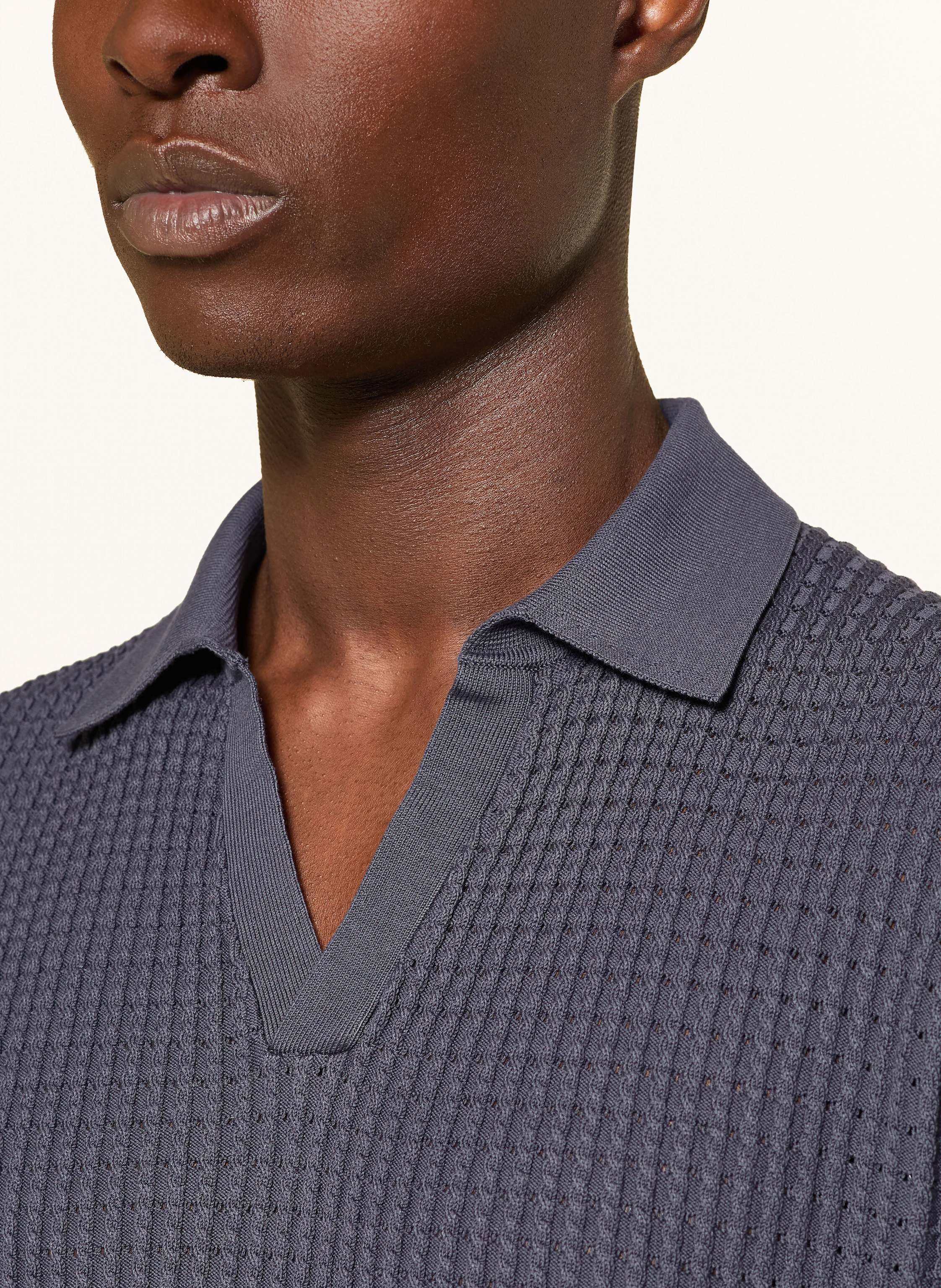 Thumbnail - Reiss Strick-Poloshirt Merit blau