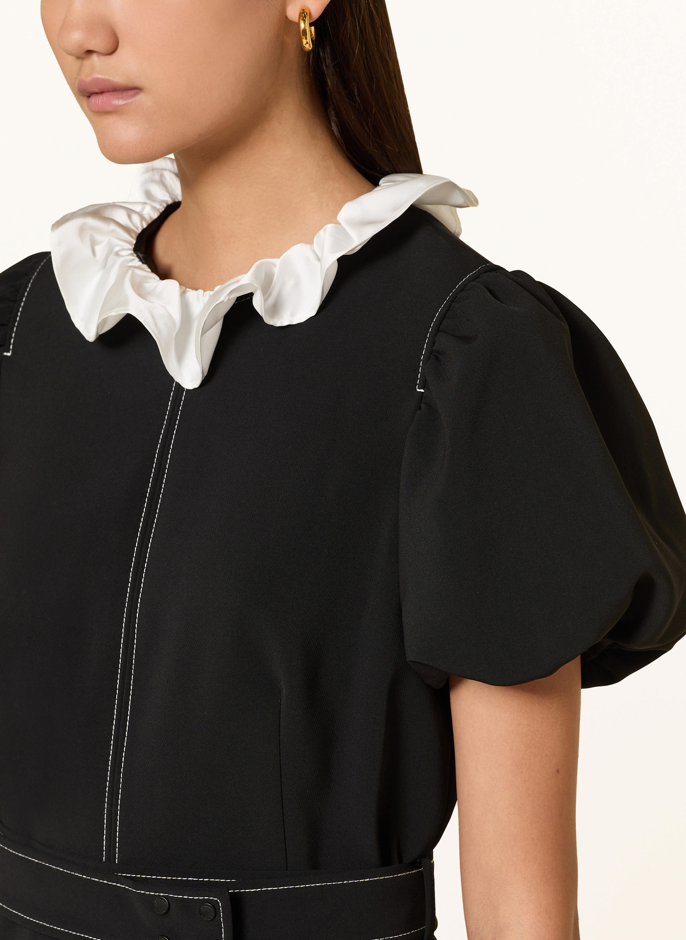 Thumbnail - Claudie Pierlot Etuikleid Mit Volants schwarz