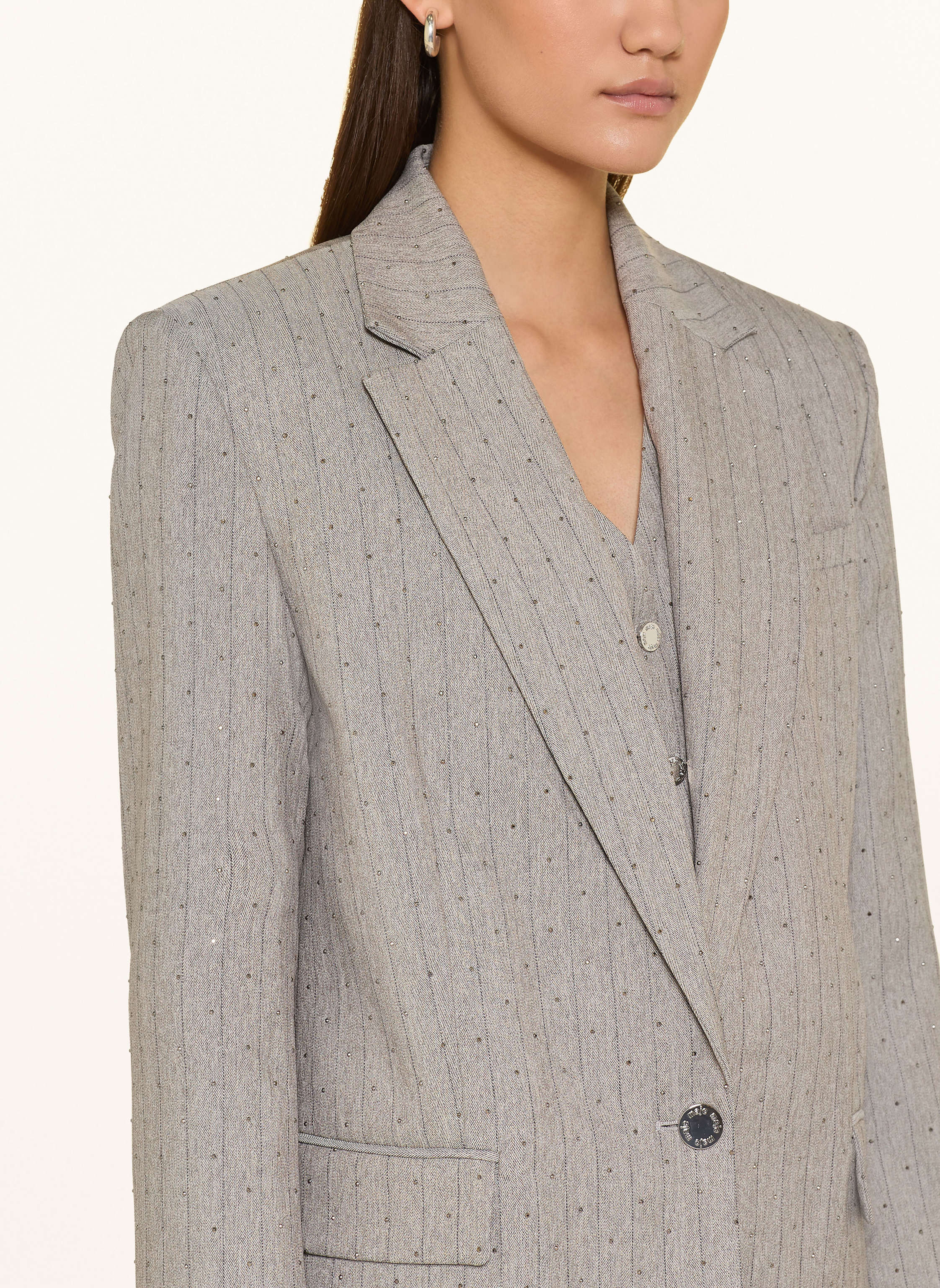 Thumbnail - Maje Blazer Mit Schmucksteinen grau