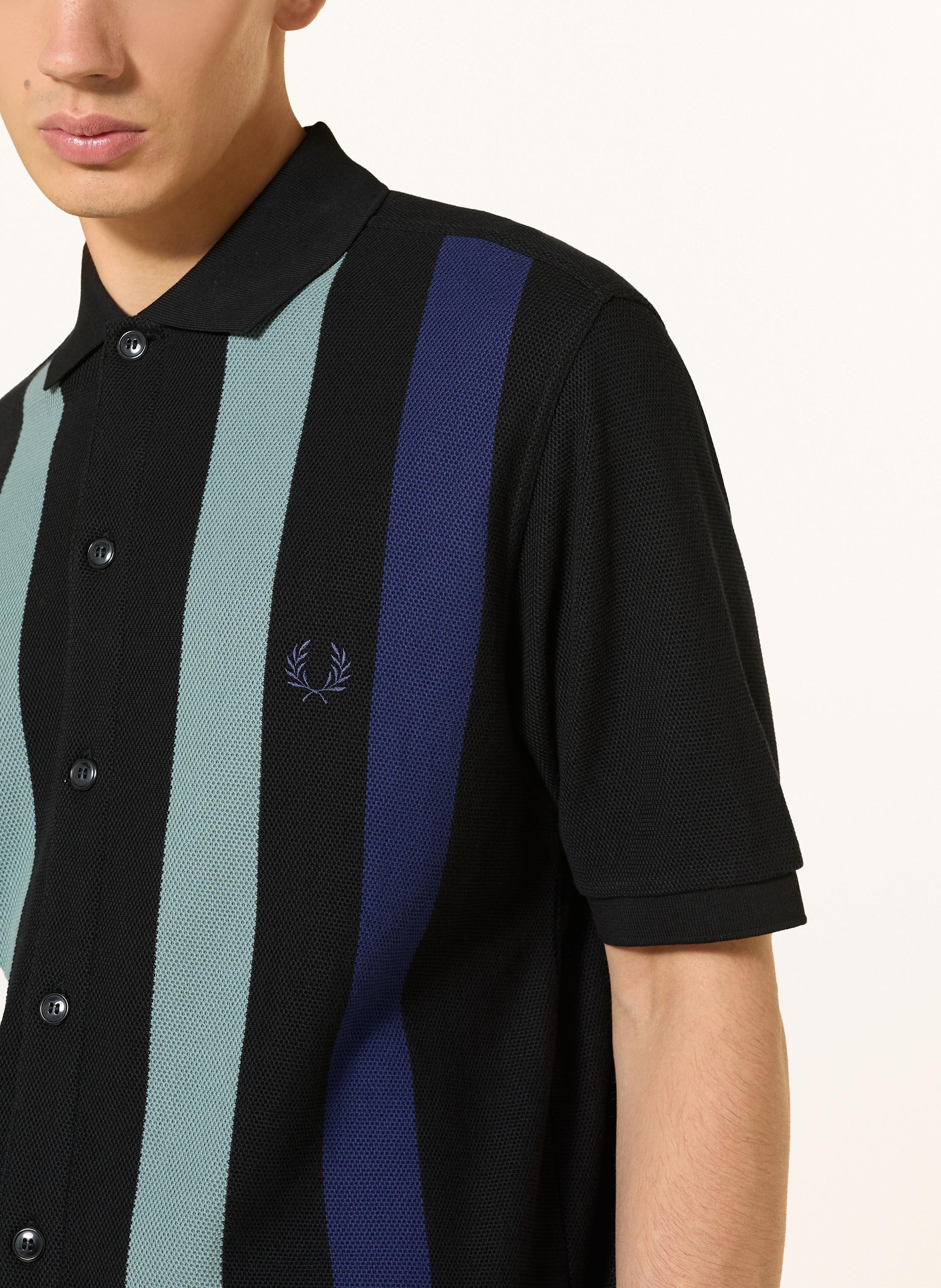 Thumbnail - Fred Perry Kurzarm-Hemd Relaxed Fit schwarz