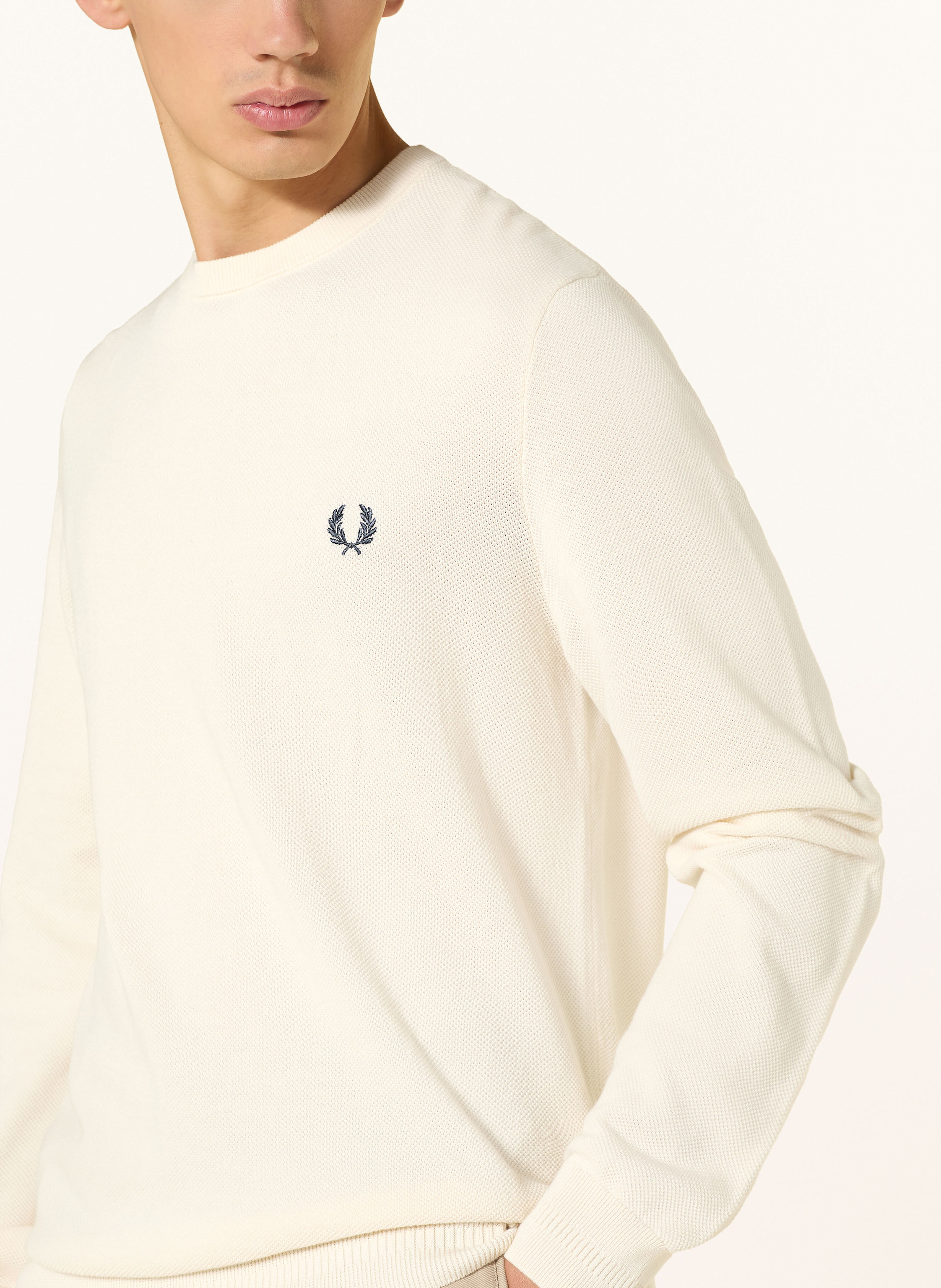 Thumbnail - Fred Perry Piqué-Pullover weiss