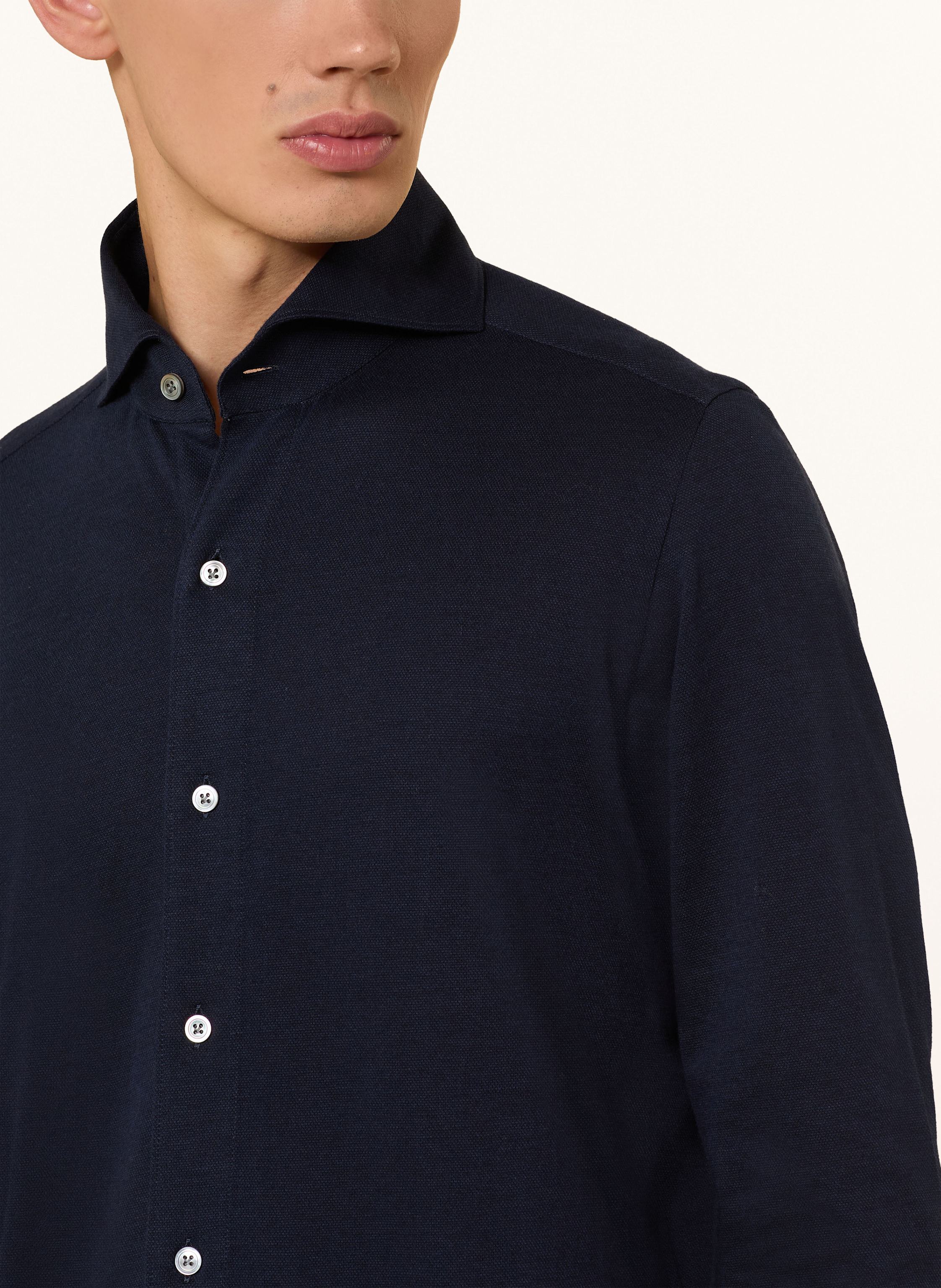 Thumbnail - Finamore 1925 Piqué-Hemd Toronto Sergio Slim Fit blau