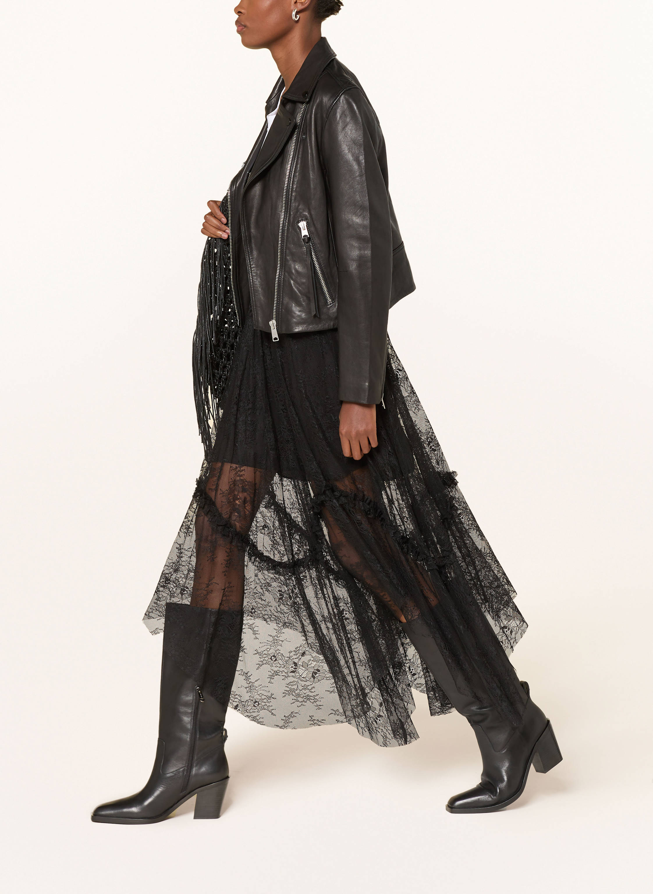 Thumbnail - Allsaints Spitzenrock Josie schwarz