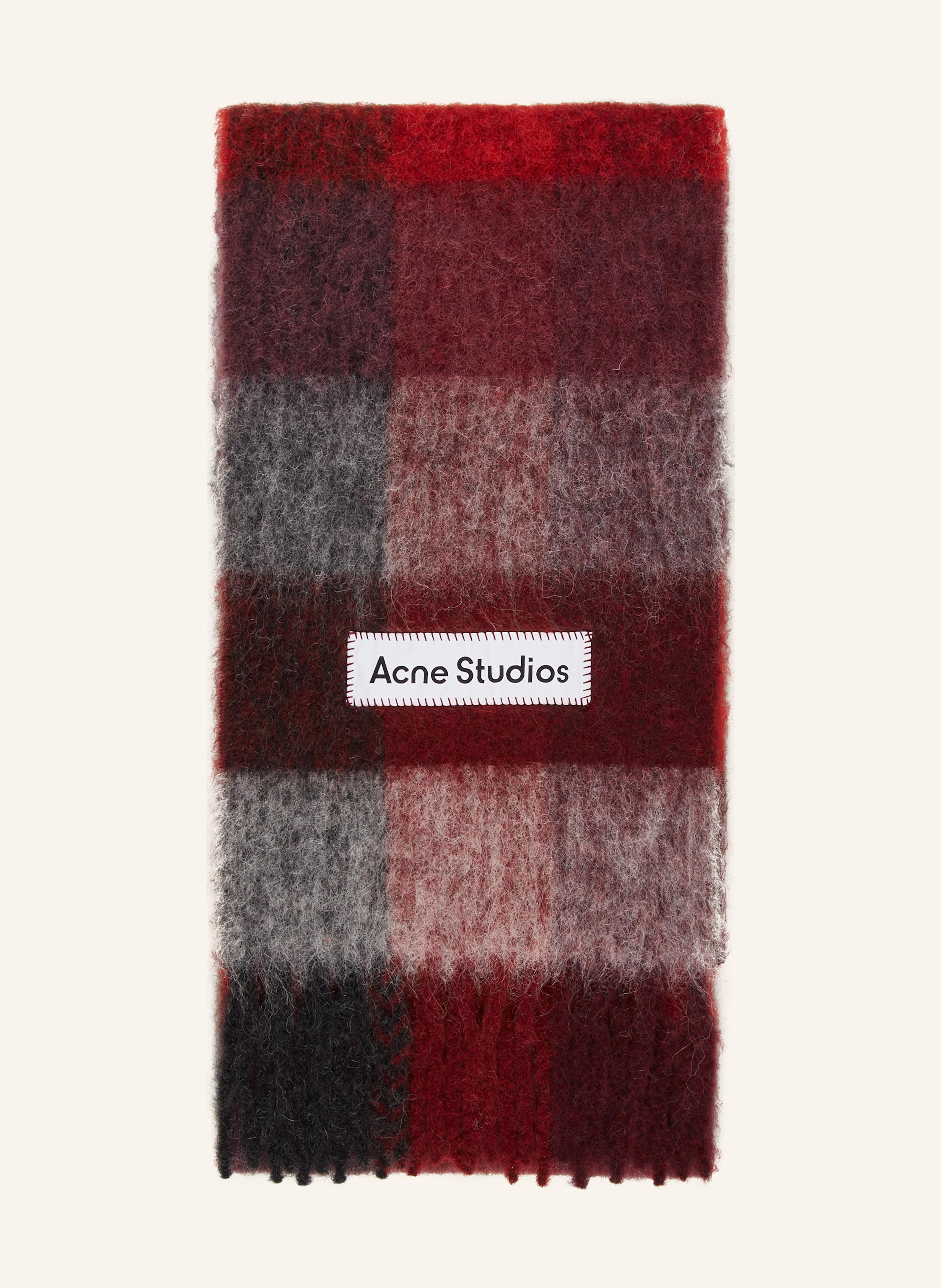 Acne Studios Acne Studios Schal Mit Alpaka rot in DUNKELROT / HELLROT / GRAU