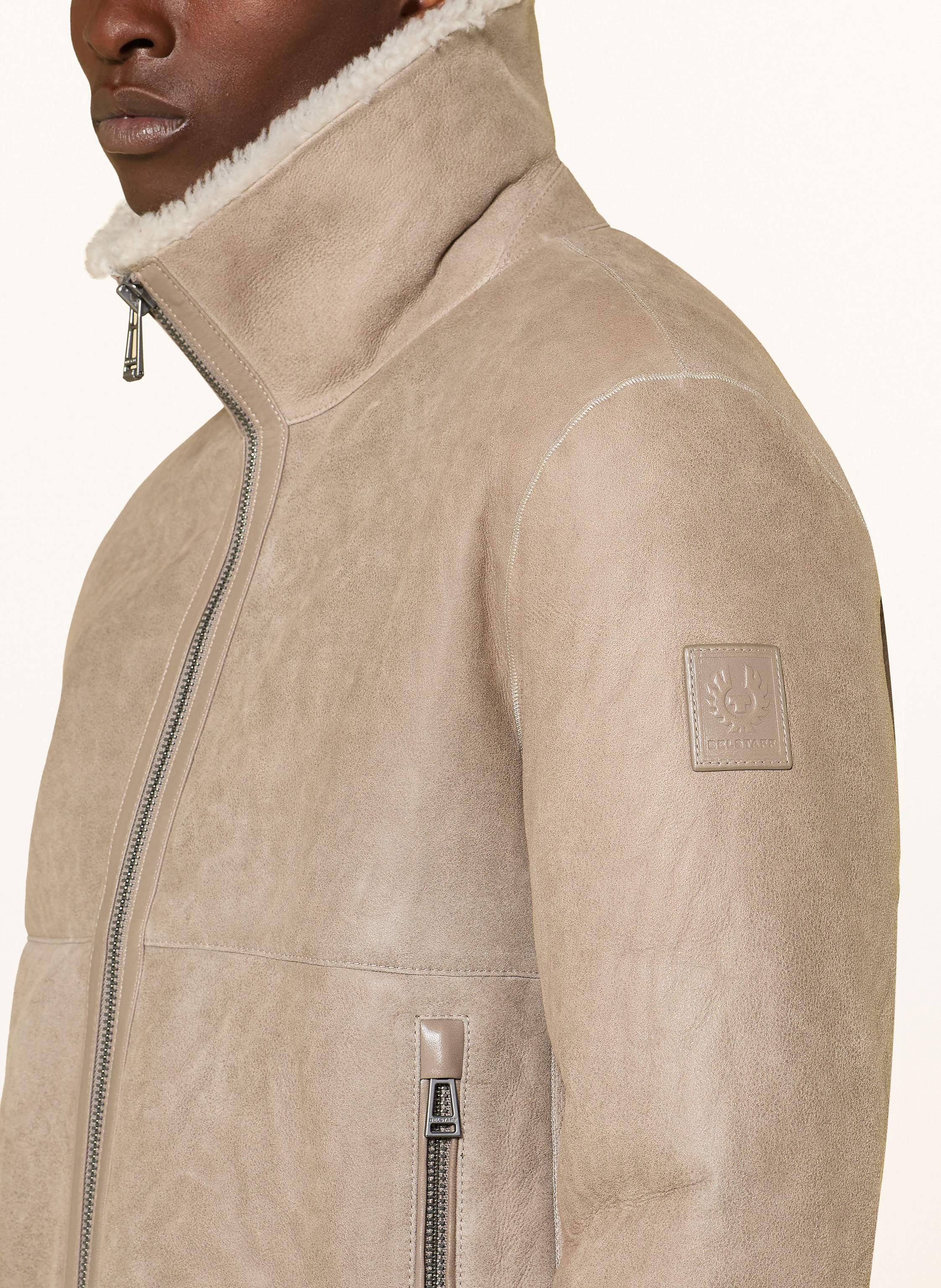 Thumbnail - Belstaff Lederjacke Trace beige