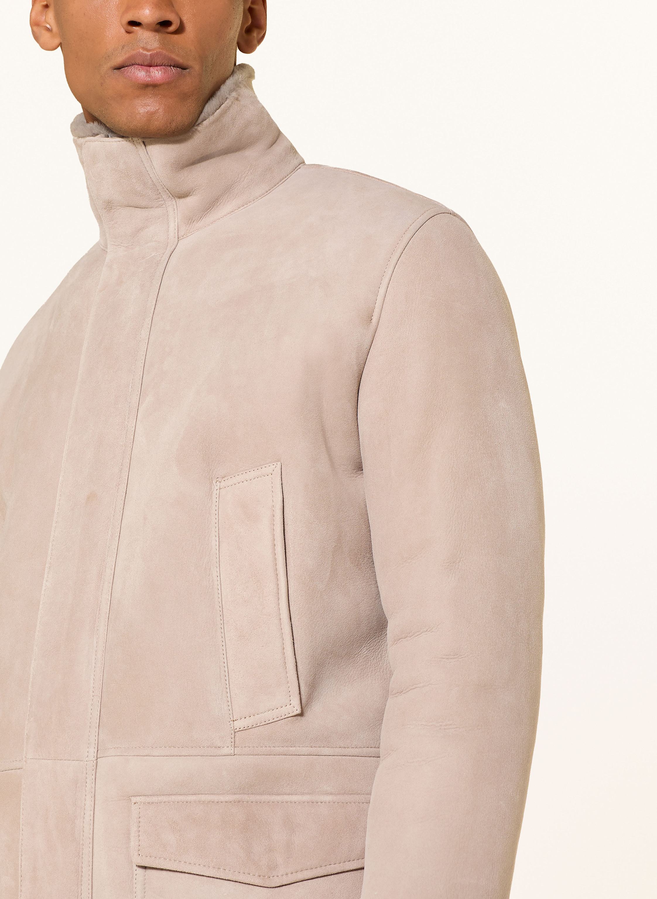 Thumbnail - Arma Ledermantel Mano Mit Lammfell beige