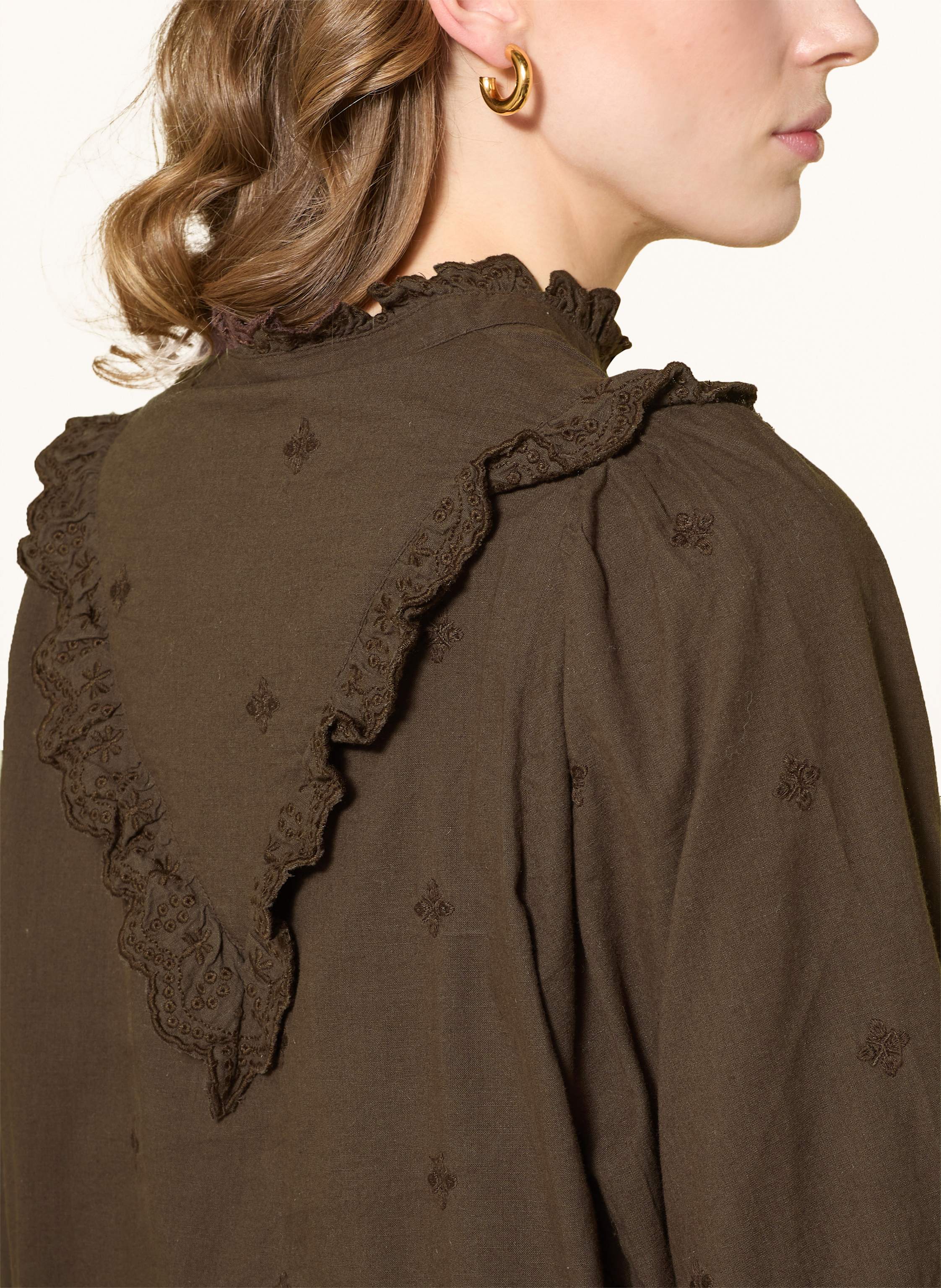 Thumbnail - Neo Noir Bluse Mit Rüschen braun