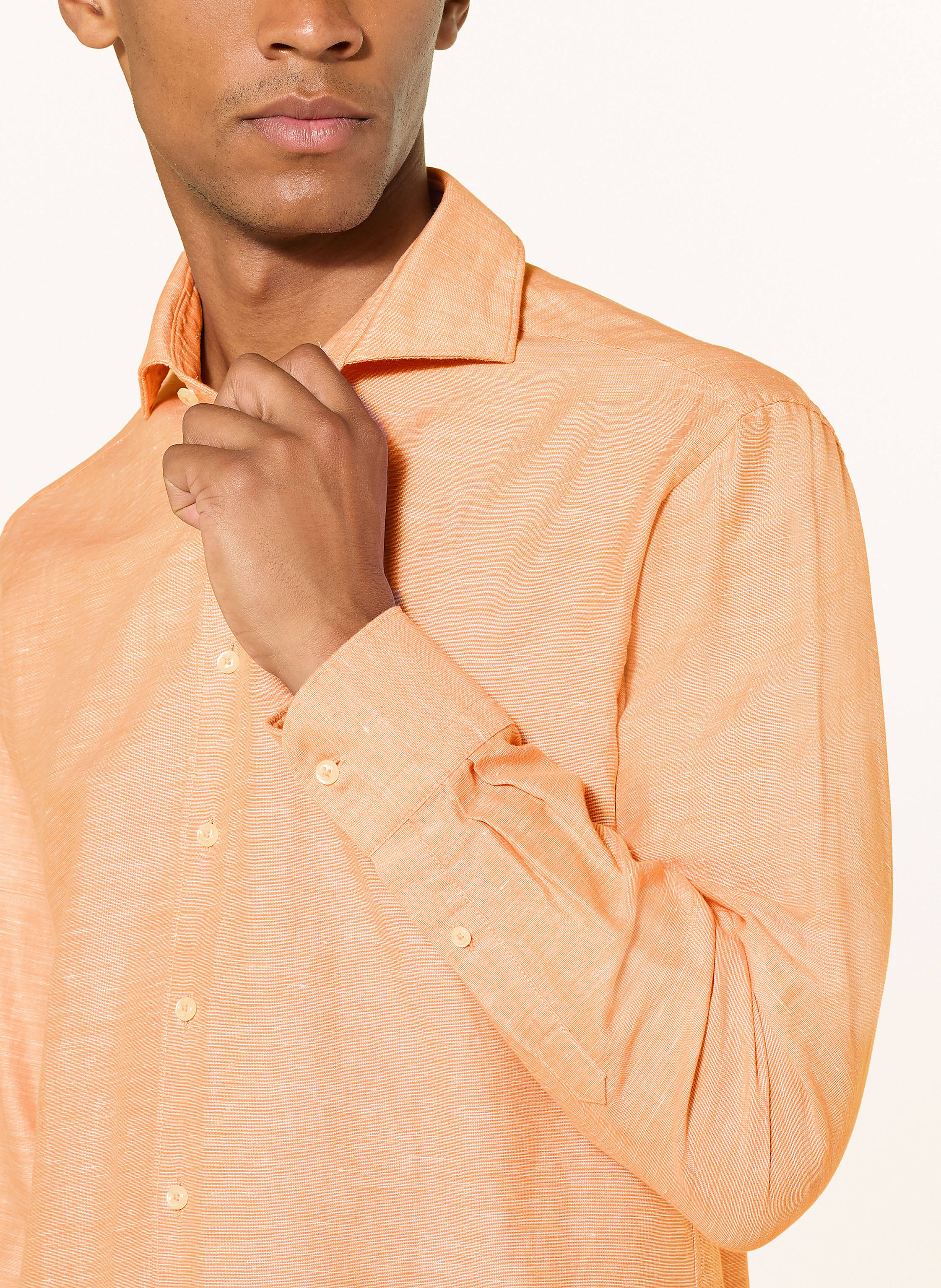 Thumbnail - 1863 By Eterna Hemd Modern Fit Mit Leinen orange