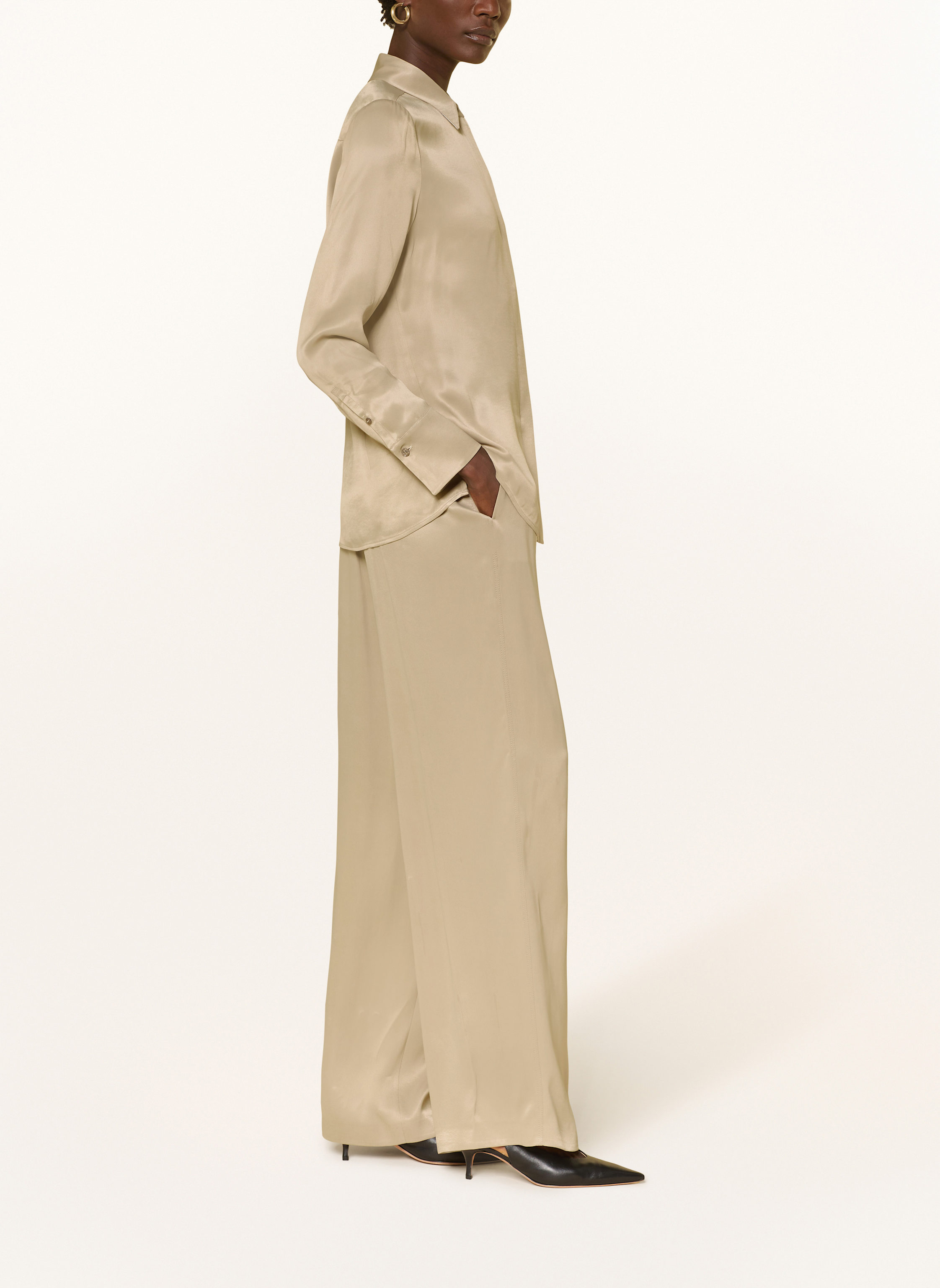 Thumbnail - Boss Marlenehose Tavati Aus Satin beige