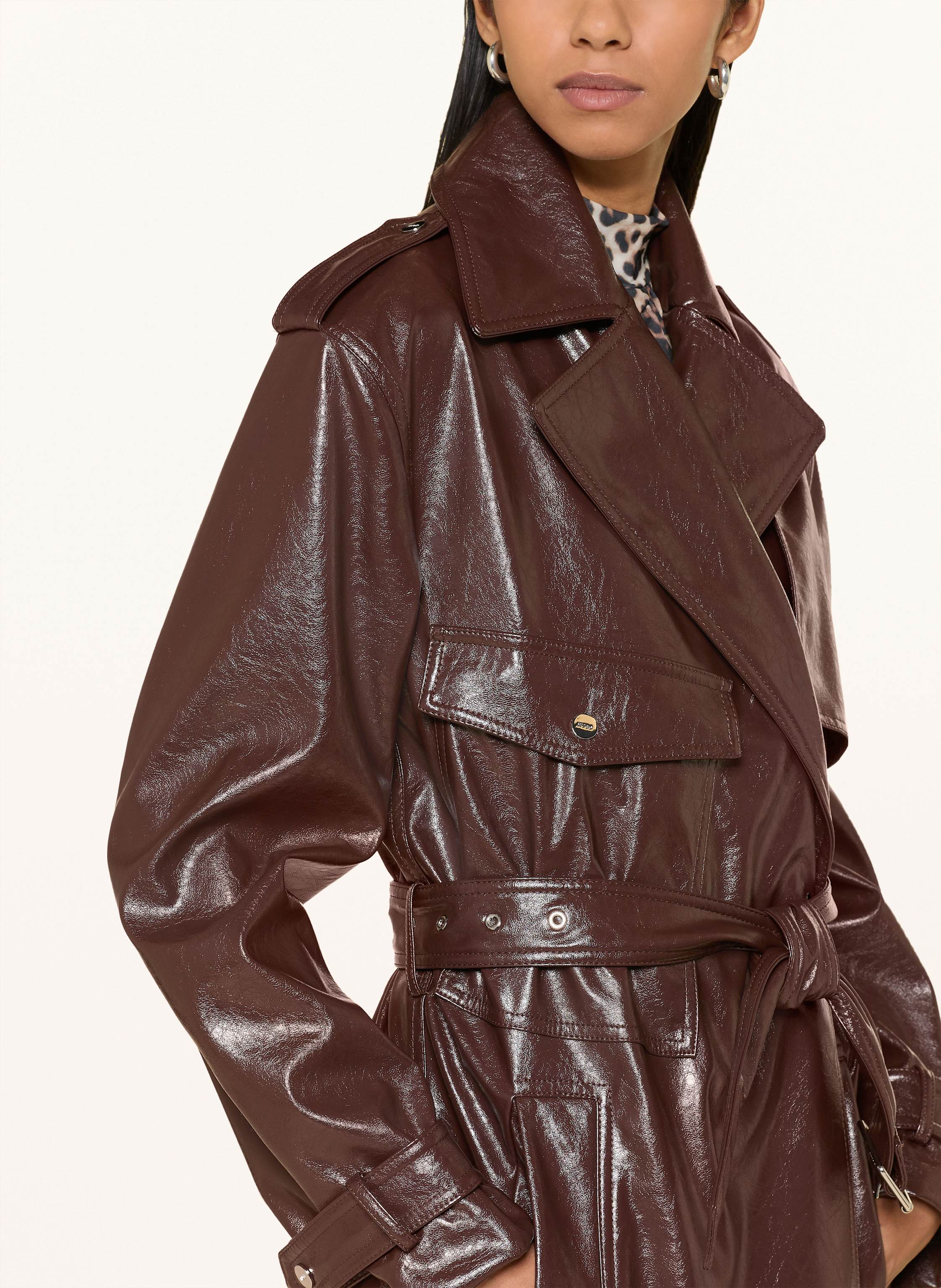Thumbnail - Hugo Trenchcoat In Lederoptik braun