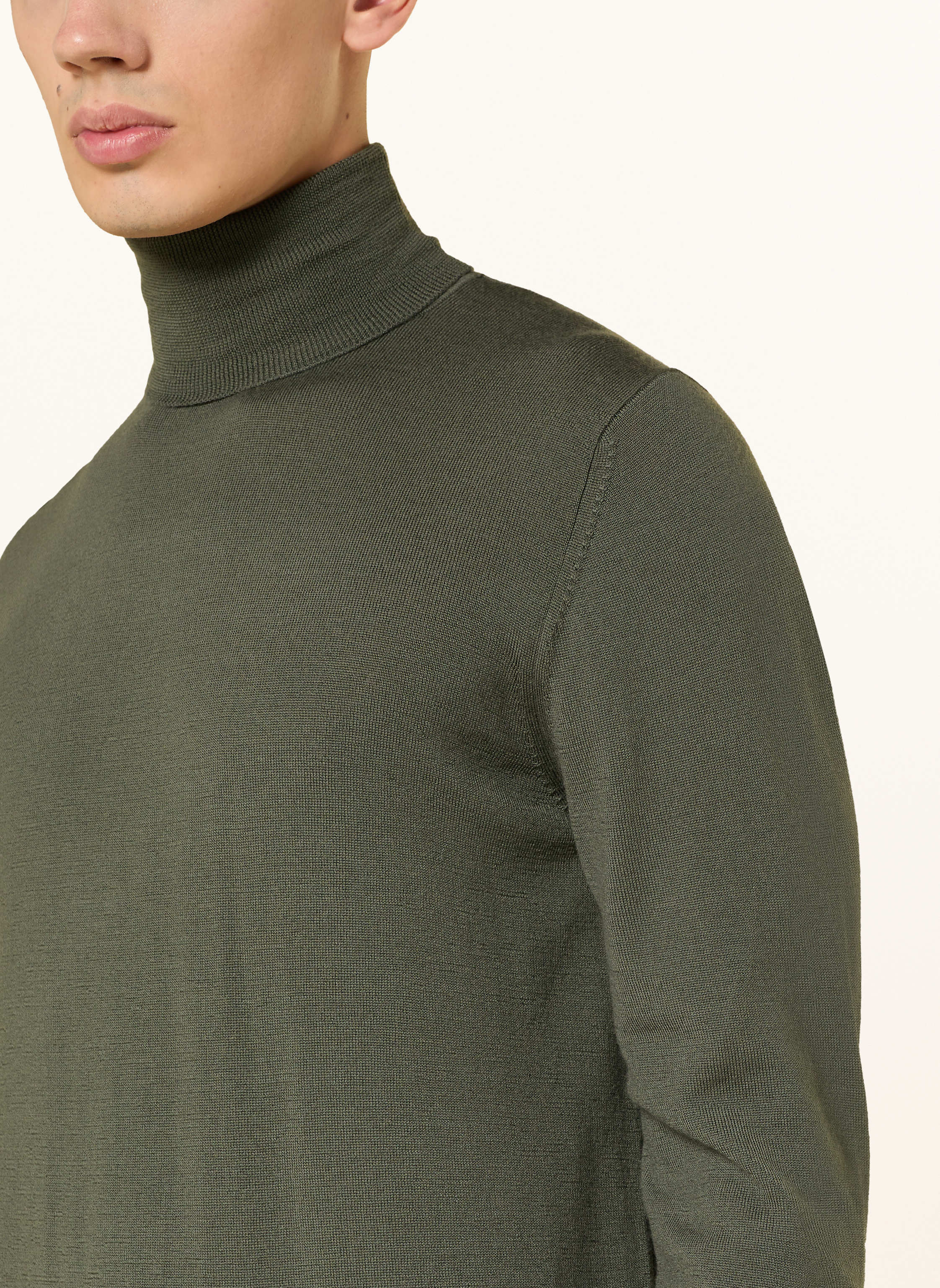 Thumbnail - Paul Rollkragenpullover Aus Merinowolle gruen