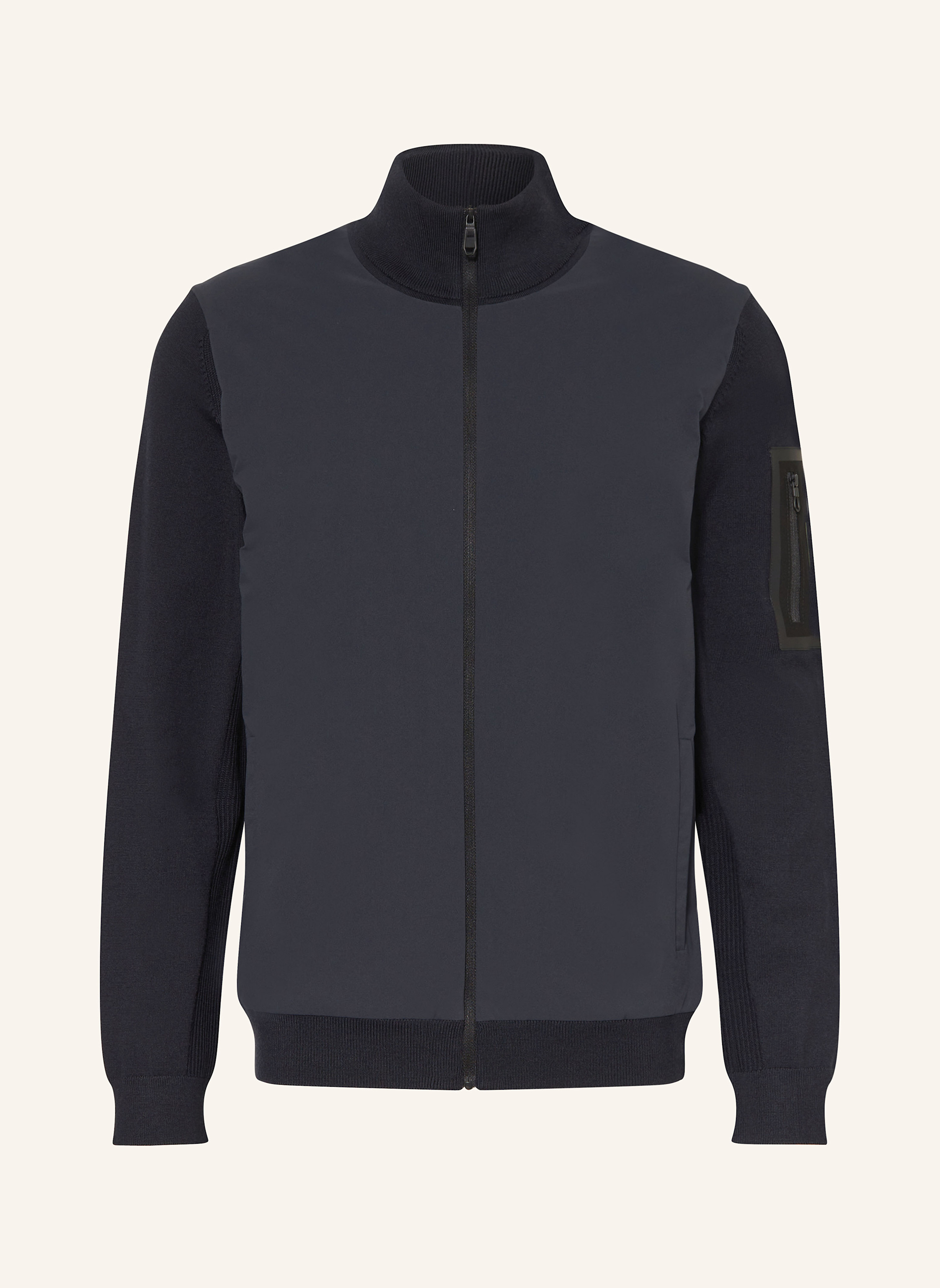 Boss Strickjacke Momentum Im Materialmix Mit Merinowolle blau