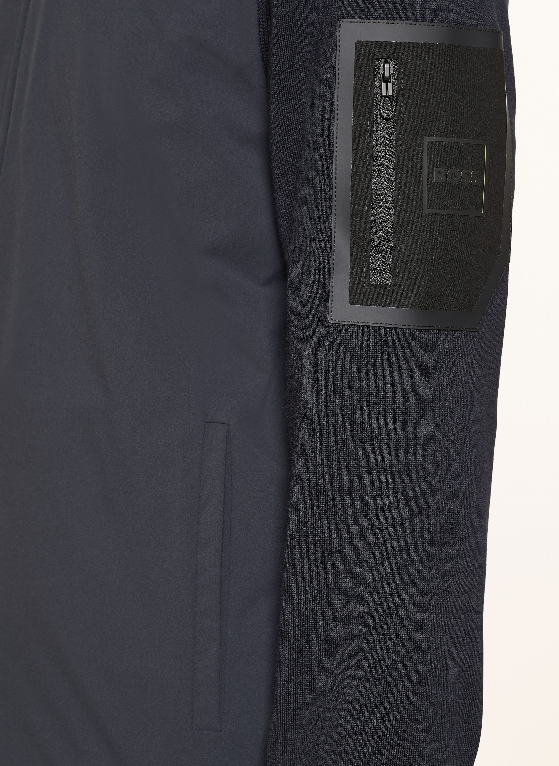 Thumbnail - Boss Strickjacke Momentum Im Materialmix Mit Merinowolle blau