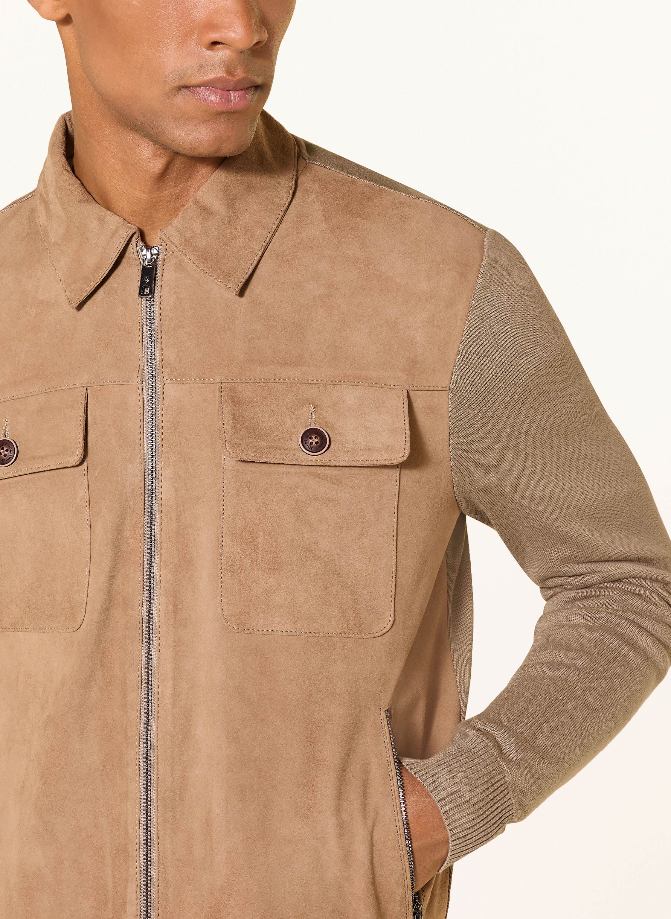 Thumbnail - Milestone Lederjacke Msryan Im Materialmix braun