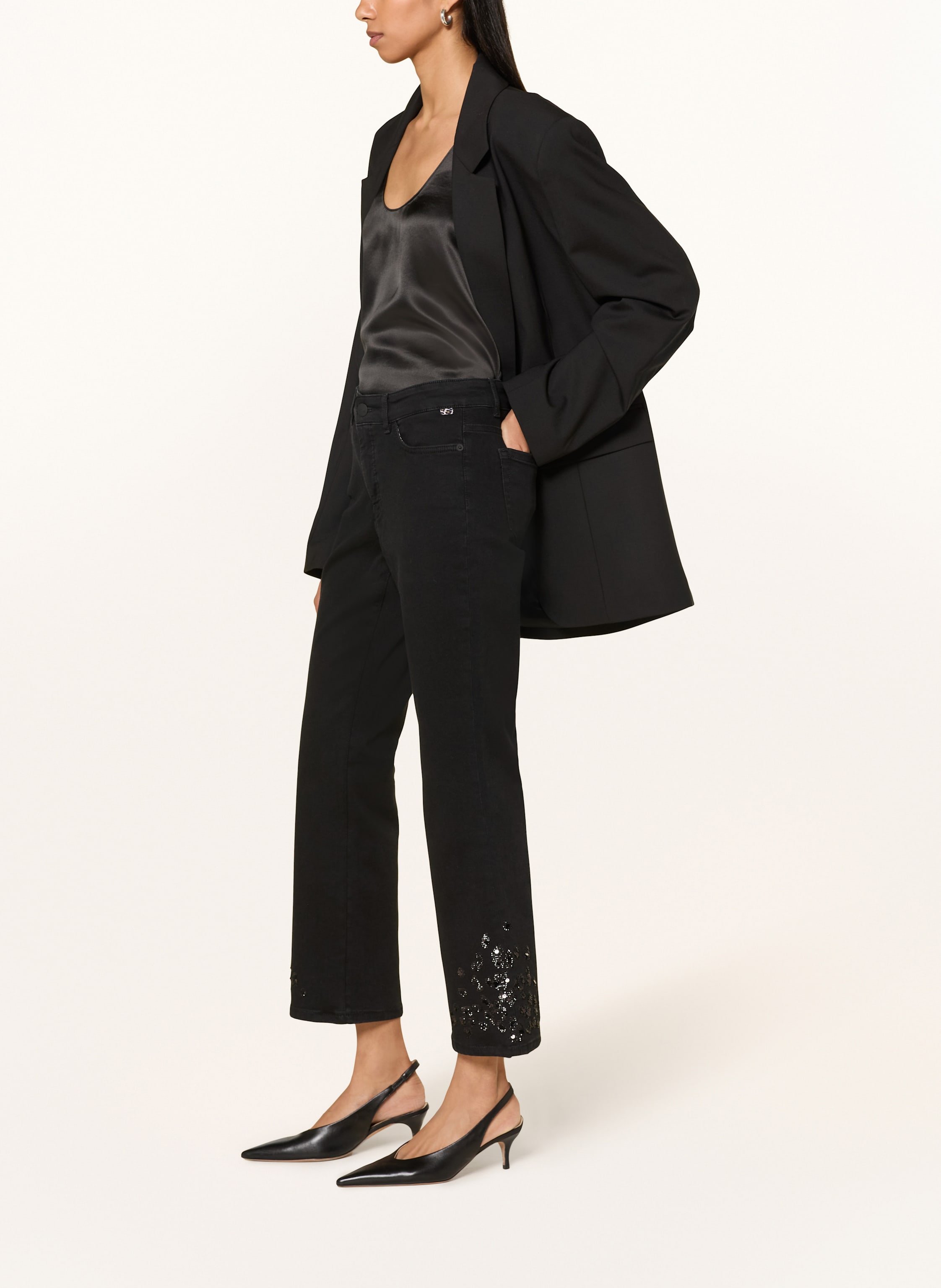 Thumbnail - Marc Cain Cropped Jeans Forli Mit Pailletten schwarz