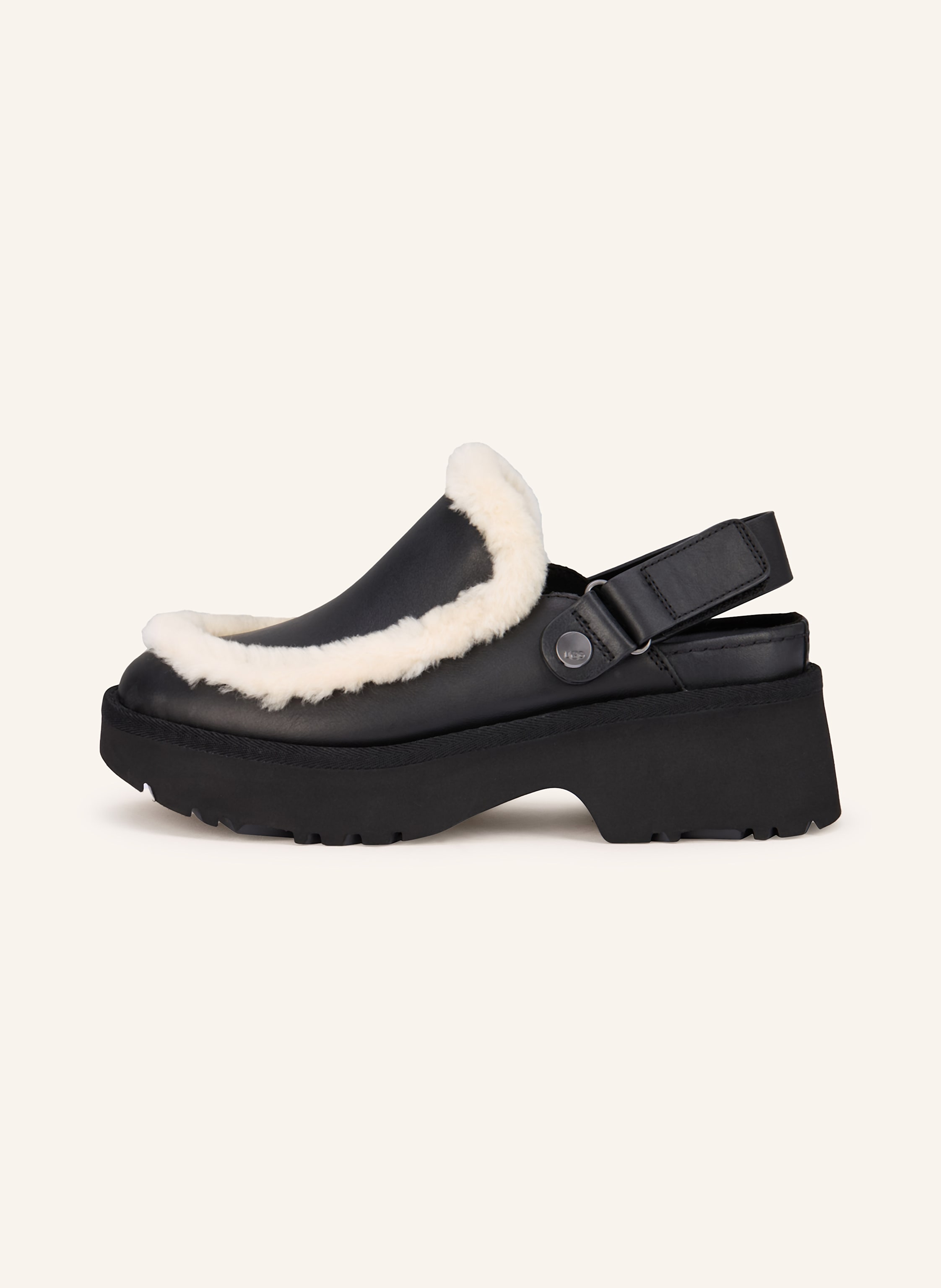 Thumbnail - Ugg Plateau-Mules Esmee Mit Kunstfell schwarz